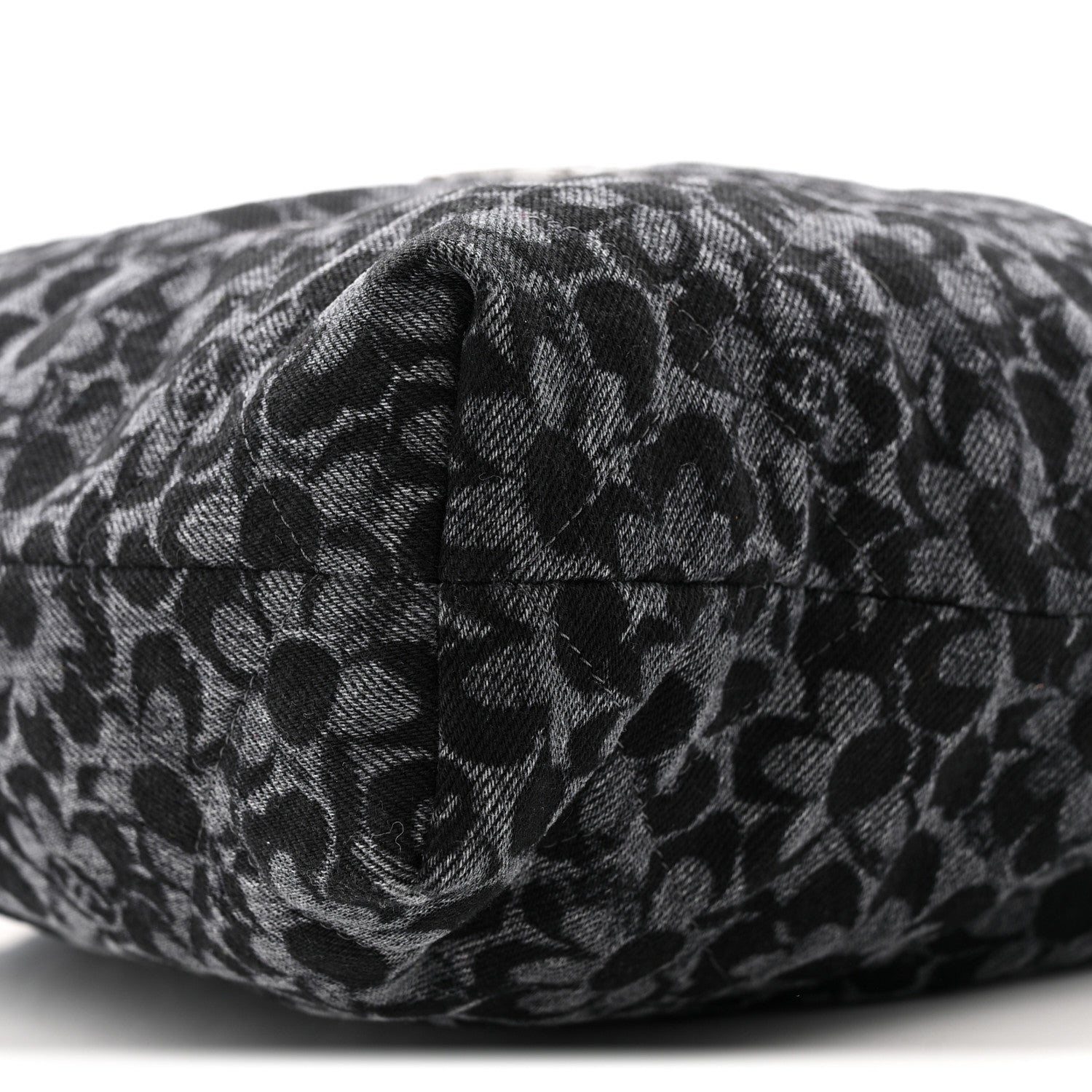 Denim Quilted Floral Print Small Chanel 22 Black