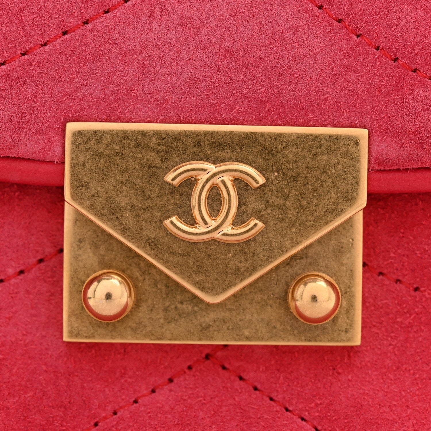 Suede Lambskin Scallop Quilted Mini Pagoda Flap Pink