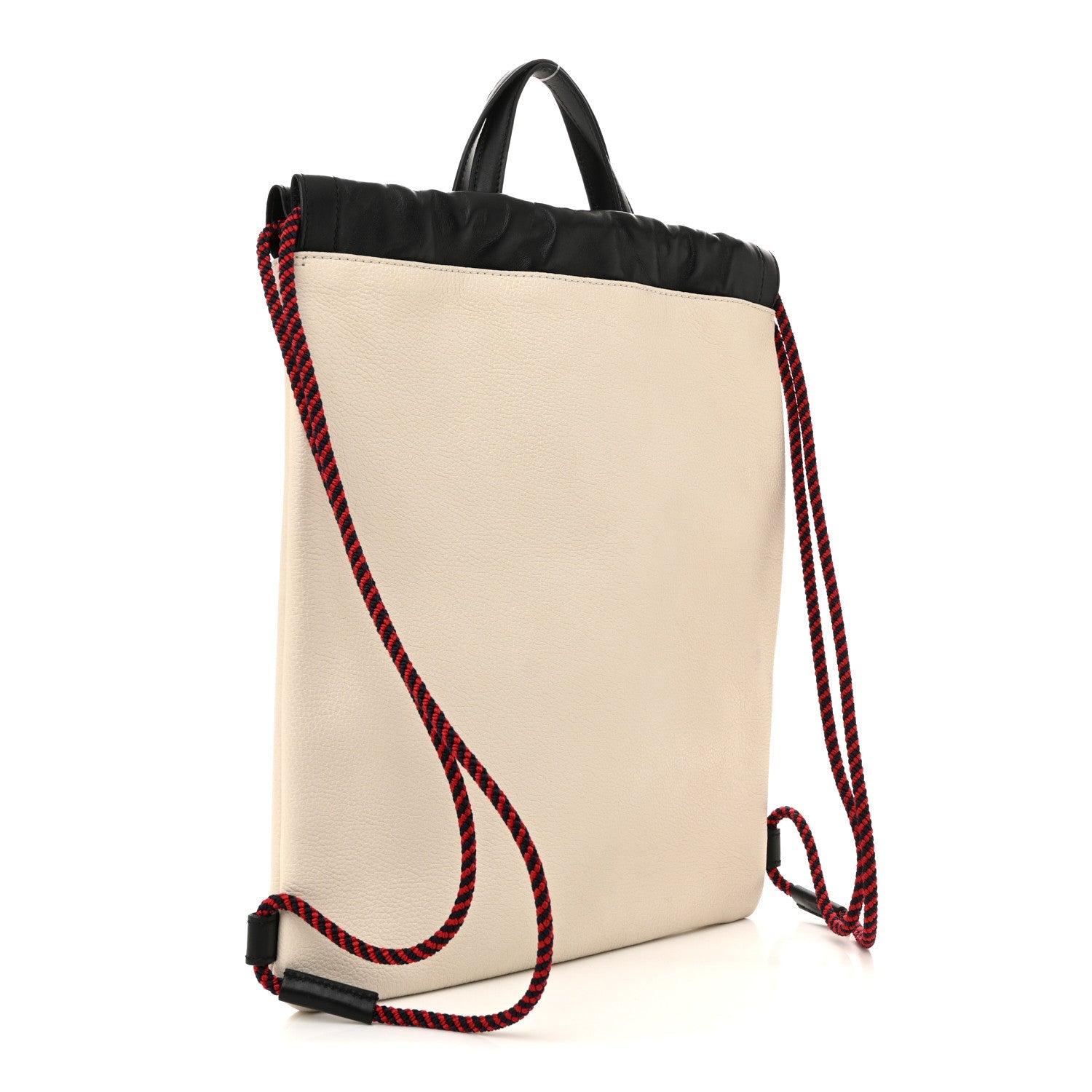 Calfskin Logo Drawstring Backpack Mystic White