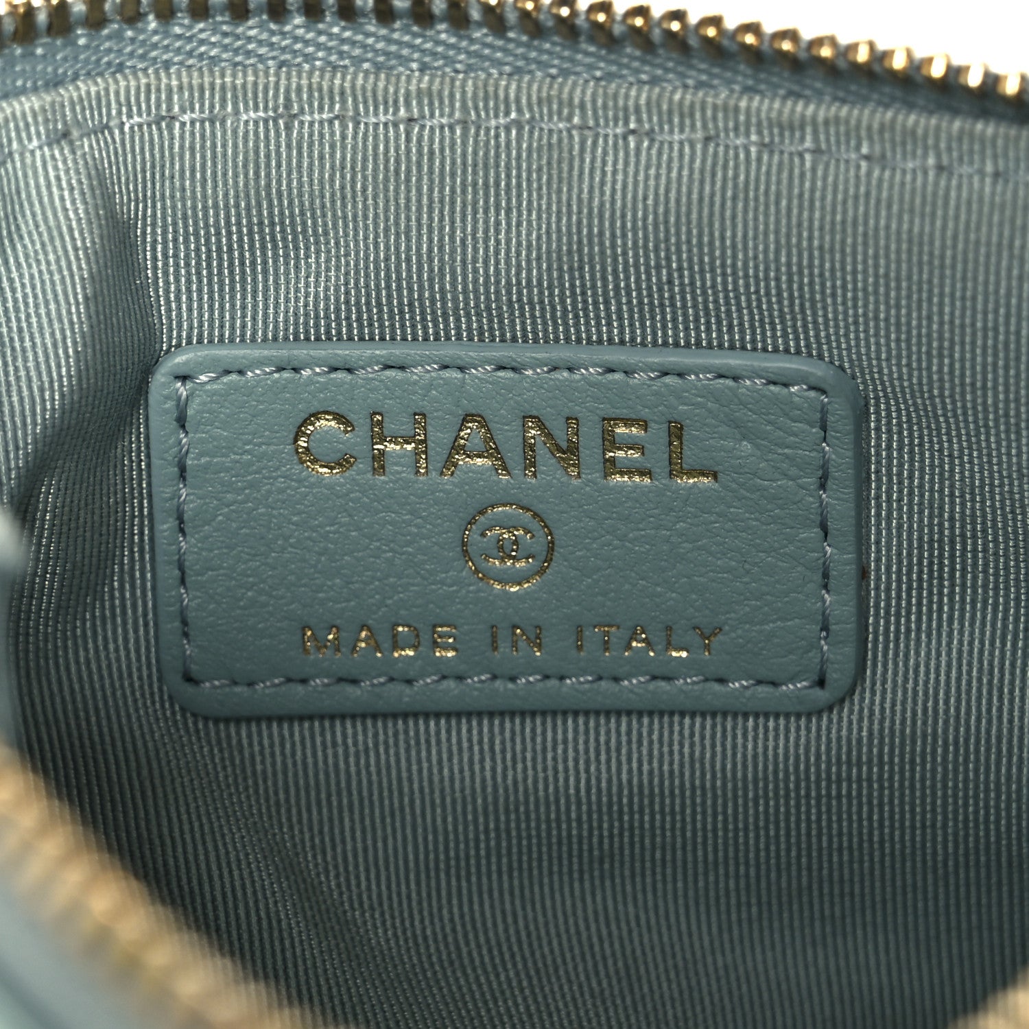 Patent Quilted Small Cosmetic Case Light Blue