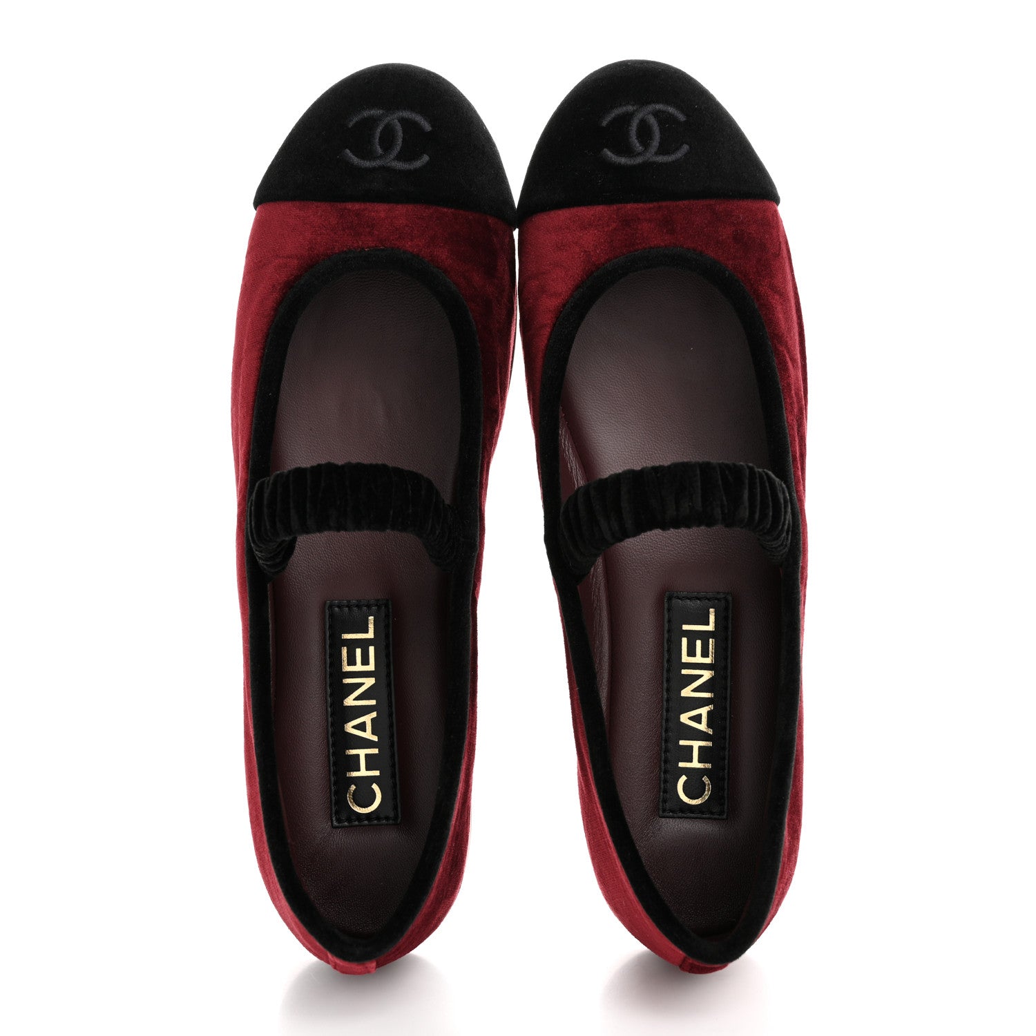 Velvet Mary Jane Flats 38 Burgundy Black