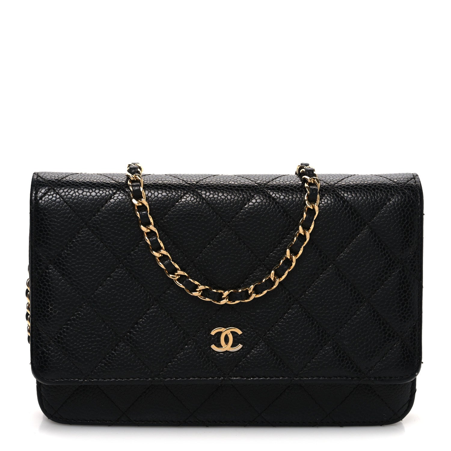 Caviar Quilted Wallet on Chain WOC Black