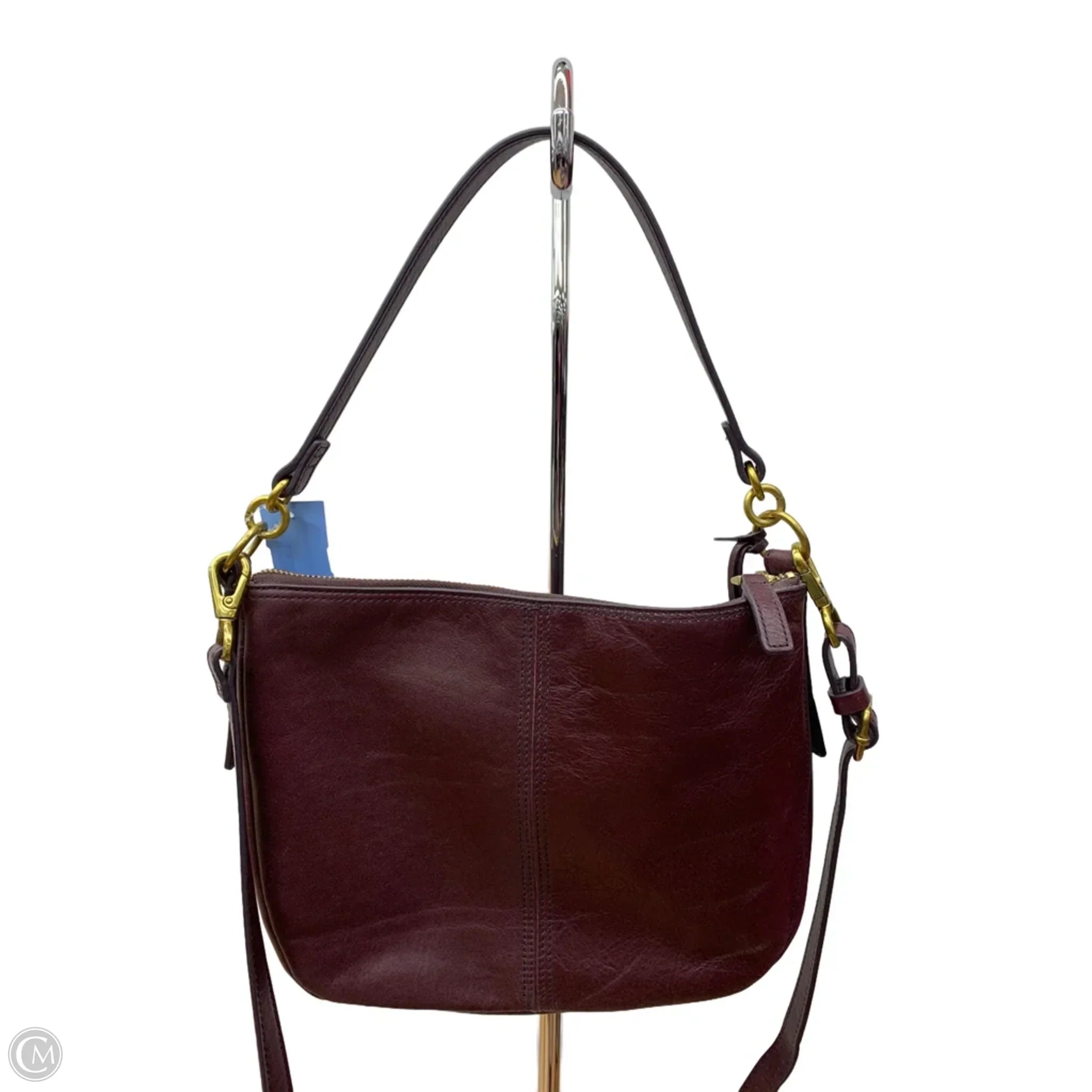 Handbag Leather By Fossil, Size: Medium