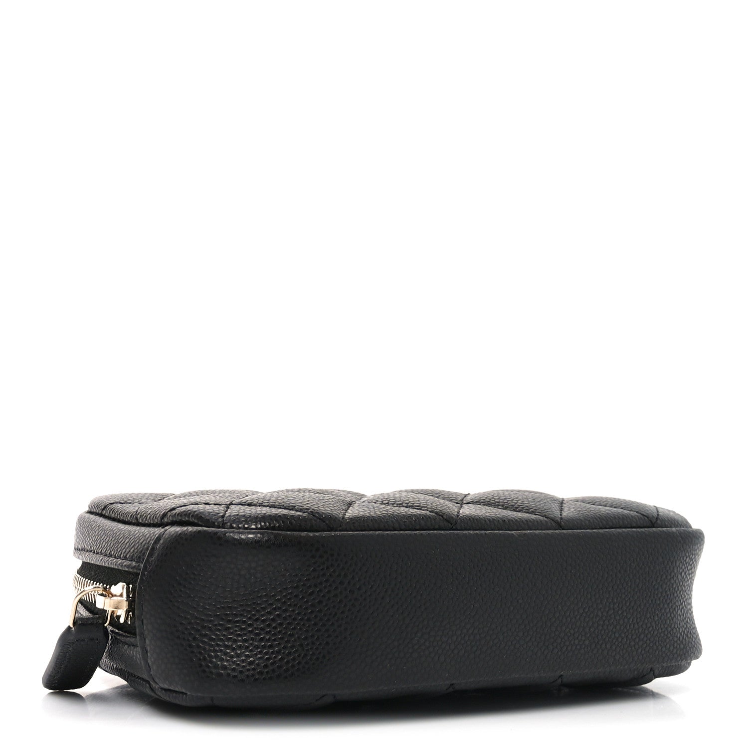 Caviar Quilted Small Curvy Pouch Cosmetic Case Black