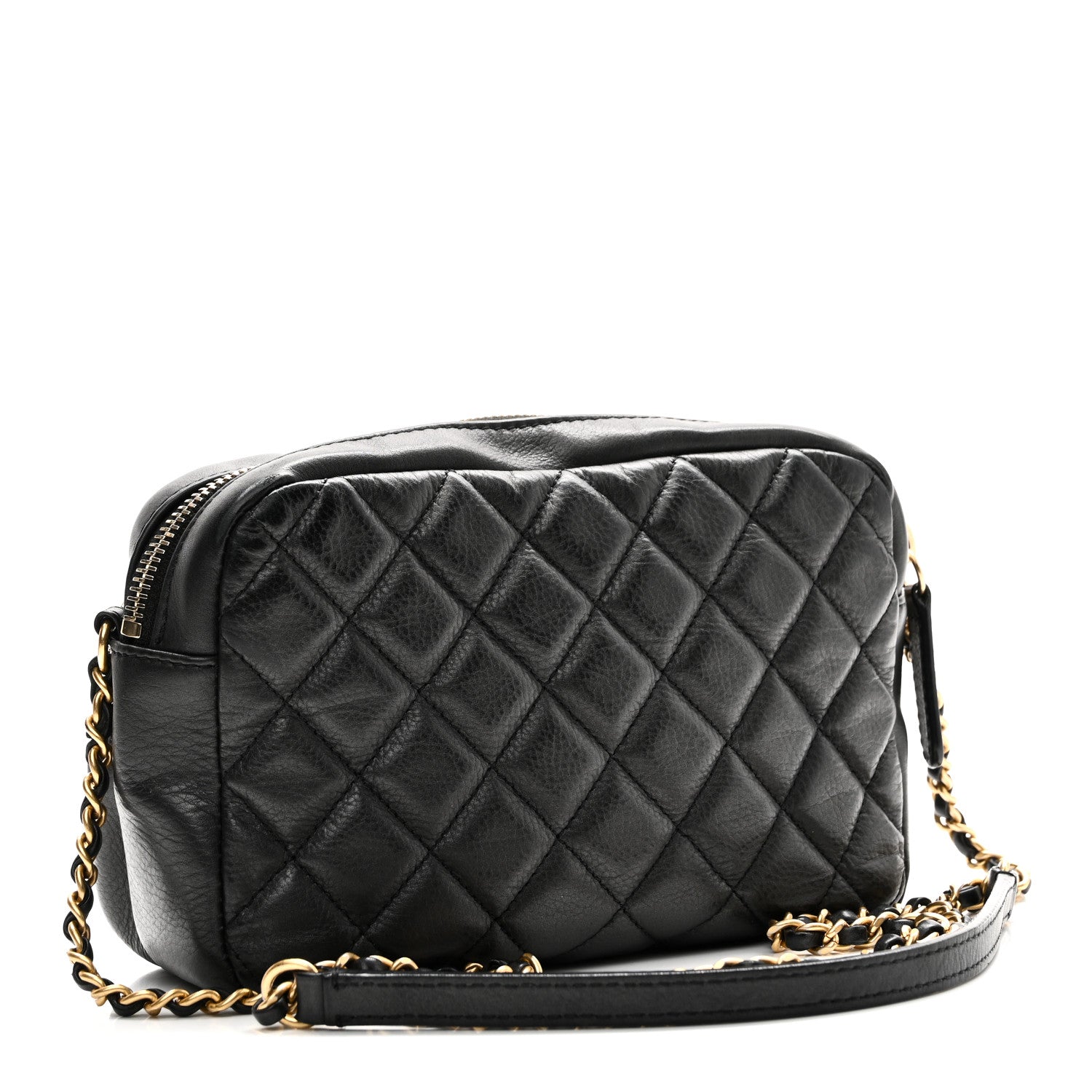 Calfskin Quilted Day Trips Camera Case Black