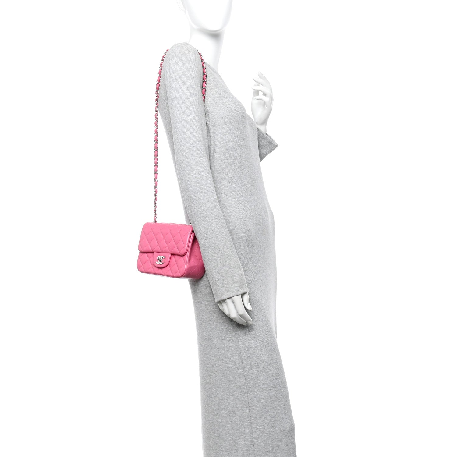 Lambskin Quilted Mini Square Flap Pink