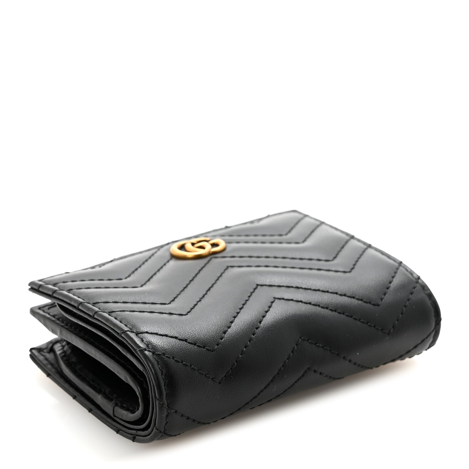 Calfskin Matelasse GG Marmont Card Case Wallet Black