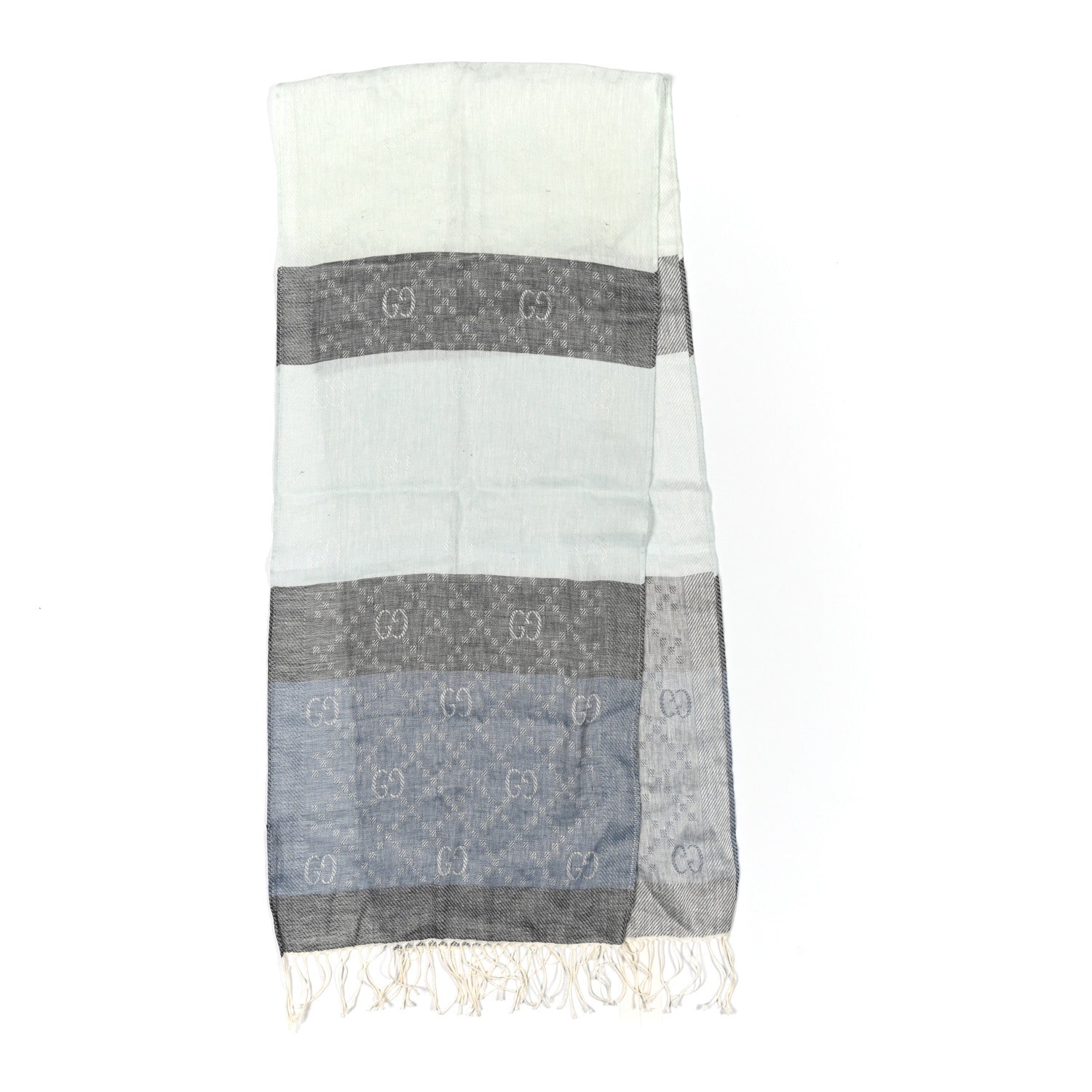 Linen Cotton GG Monogram Scarf Blue Green