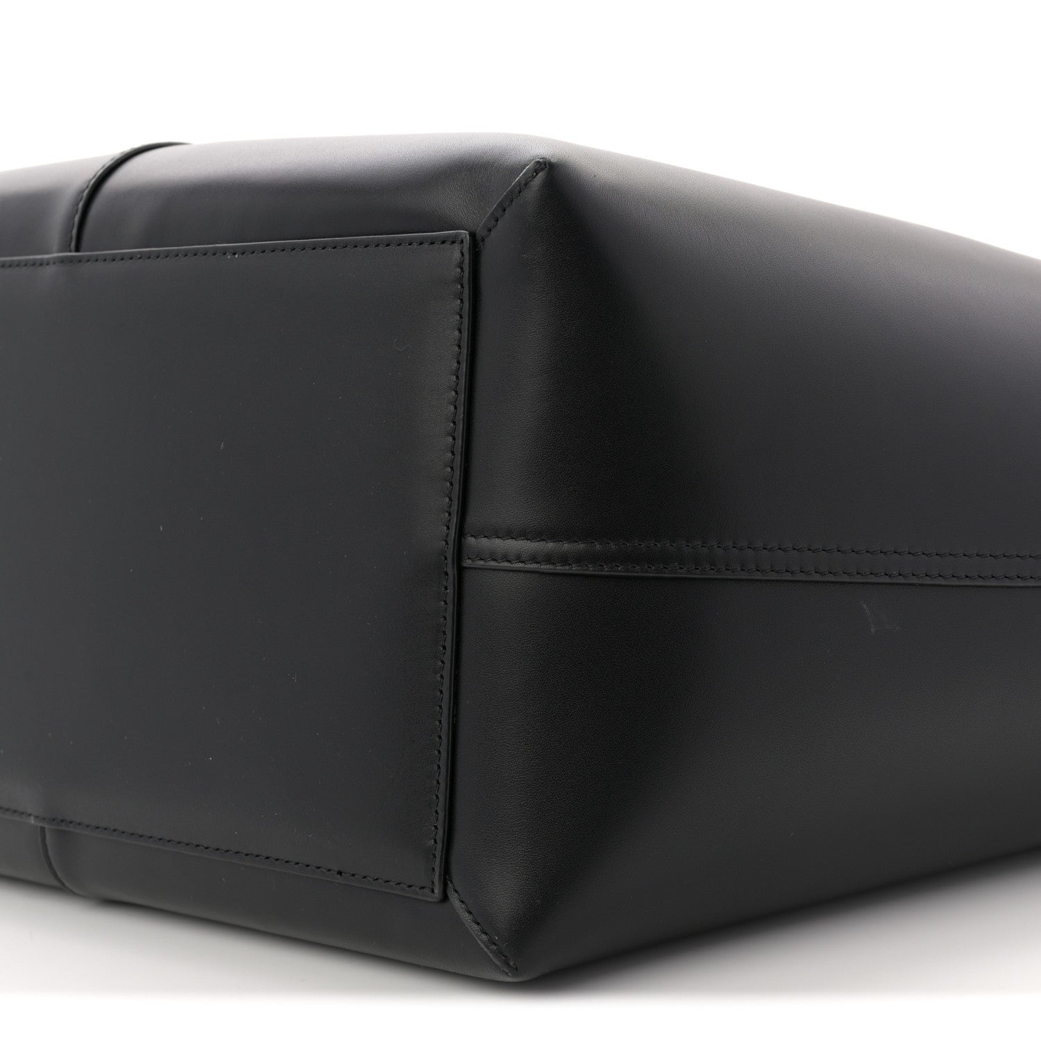 Smooth Calfskin Maxi Trapezoid Shopping Tote Black
