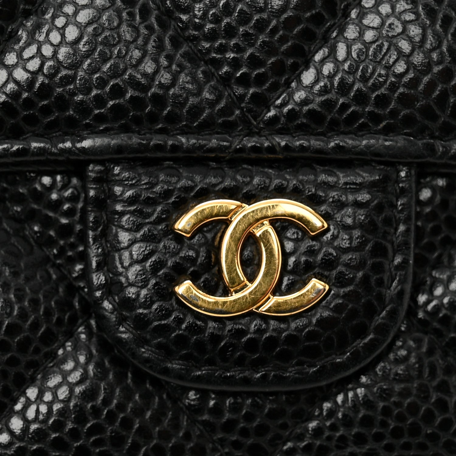 Caviar Quilted Medium Flap Wallet Black