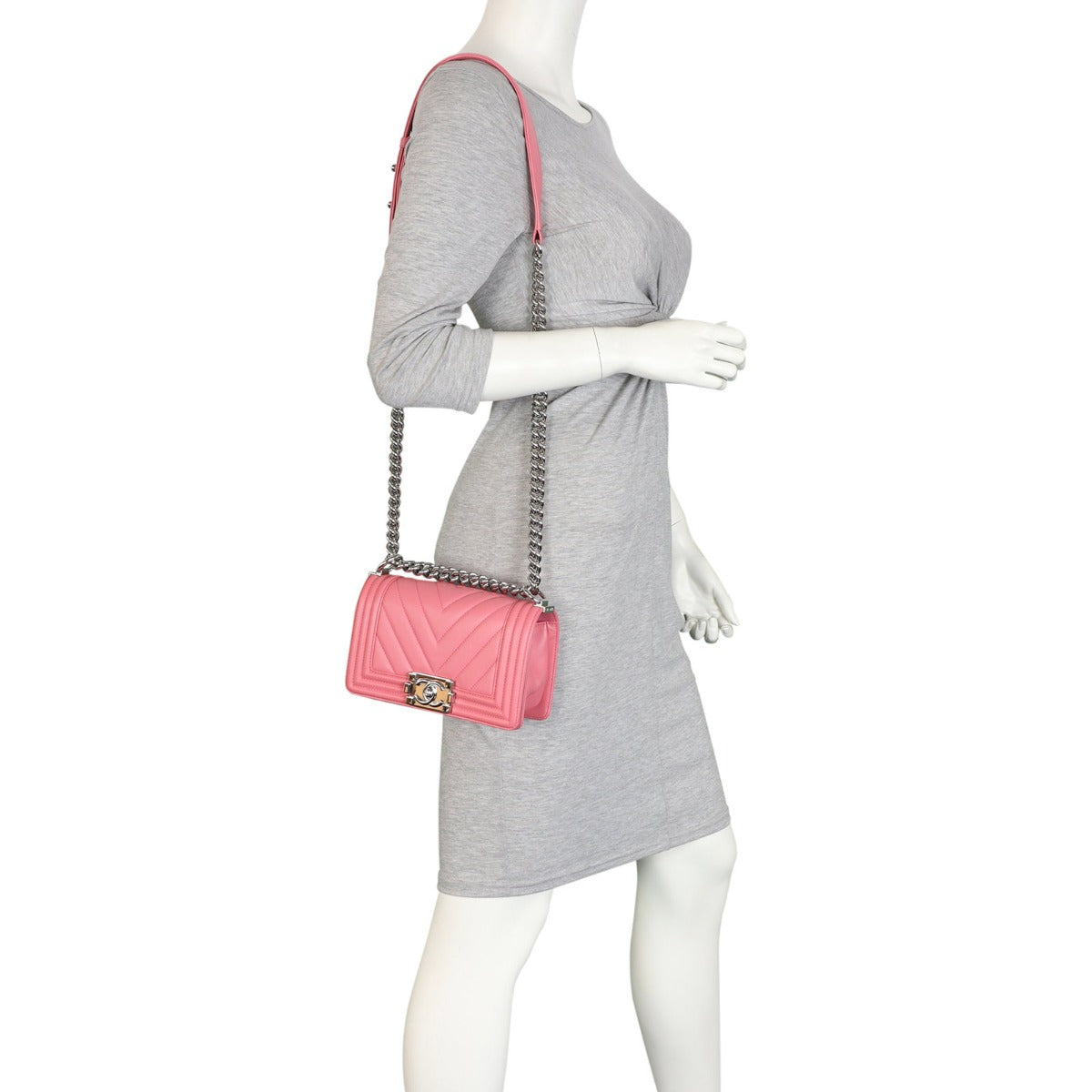 Chanel Boy Small Chevron | Pink