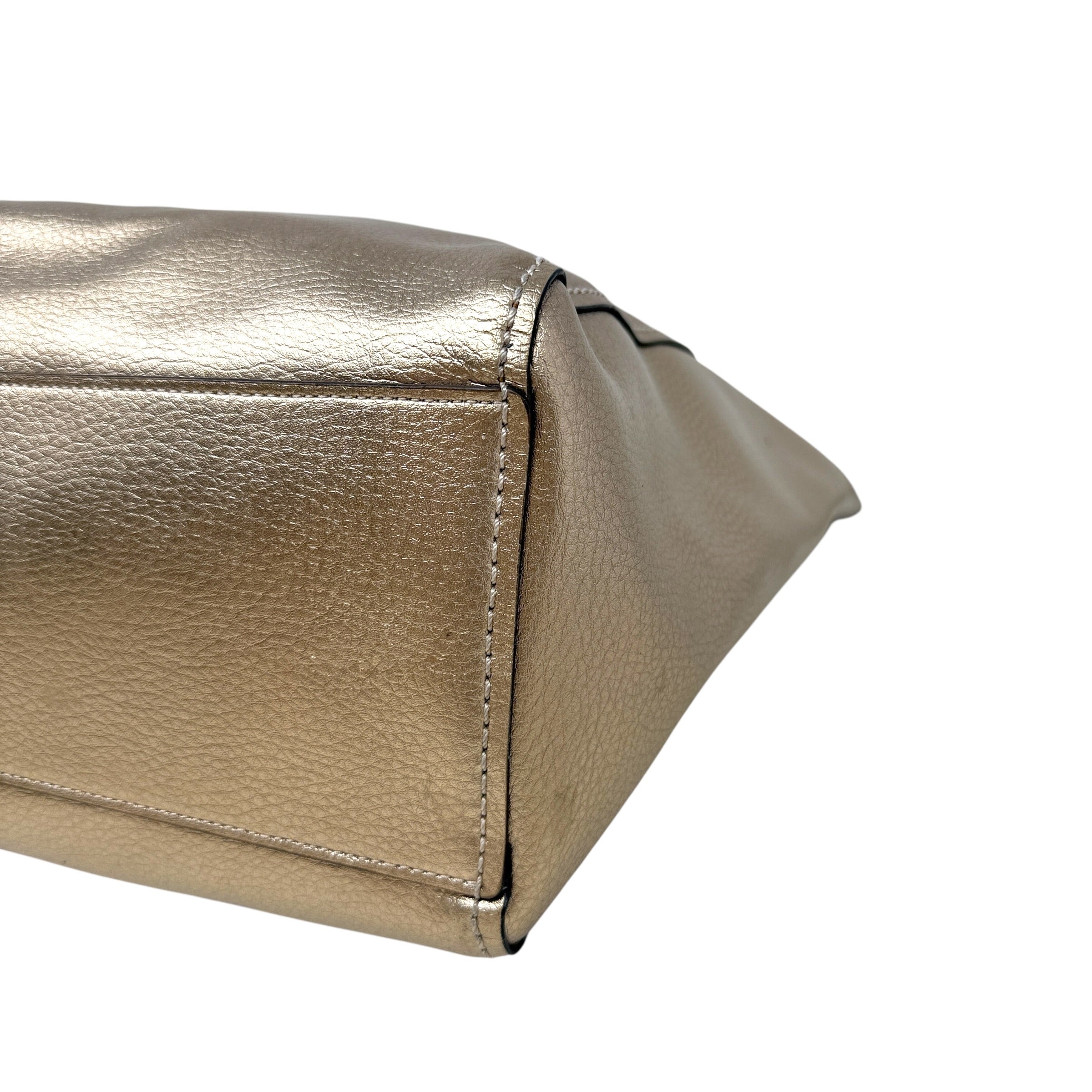 Derby Tote In Rose Gold Pebbled Leather Designer By Coach, Size: Large