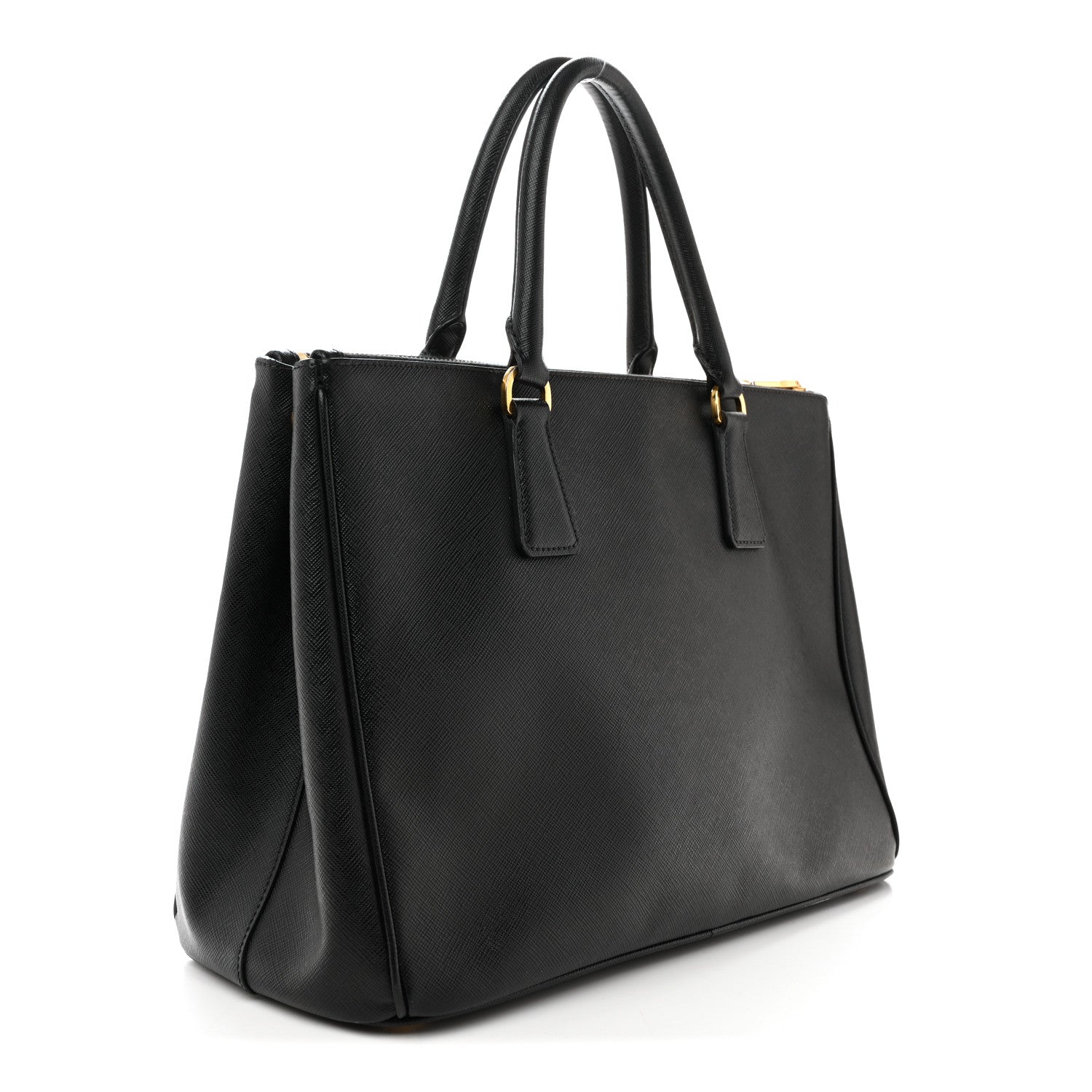 Saffiano Lux Medium Galleria Double Zip Tote Black