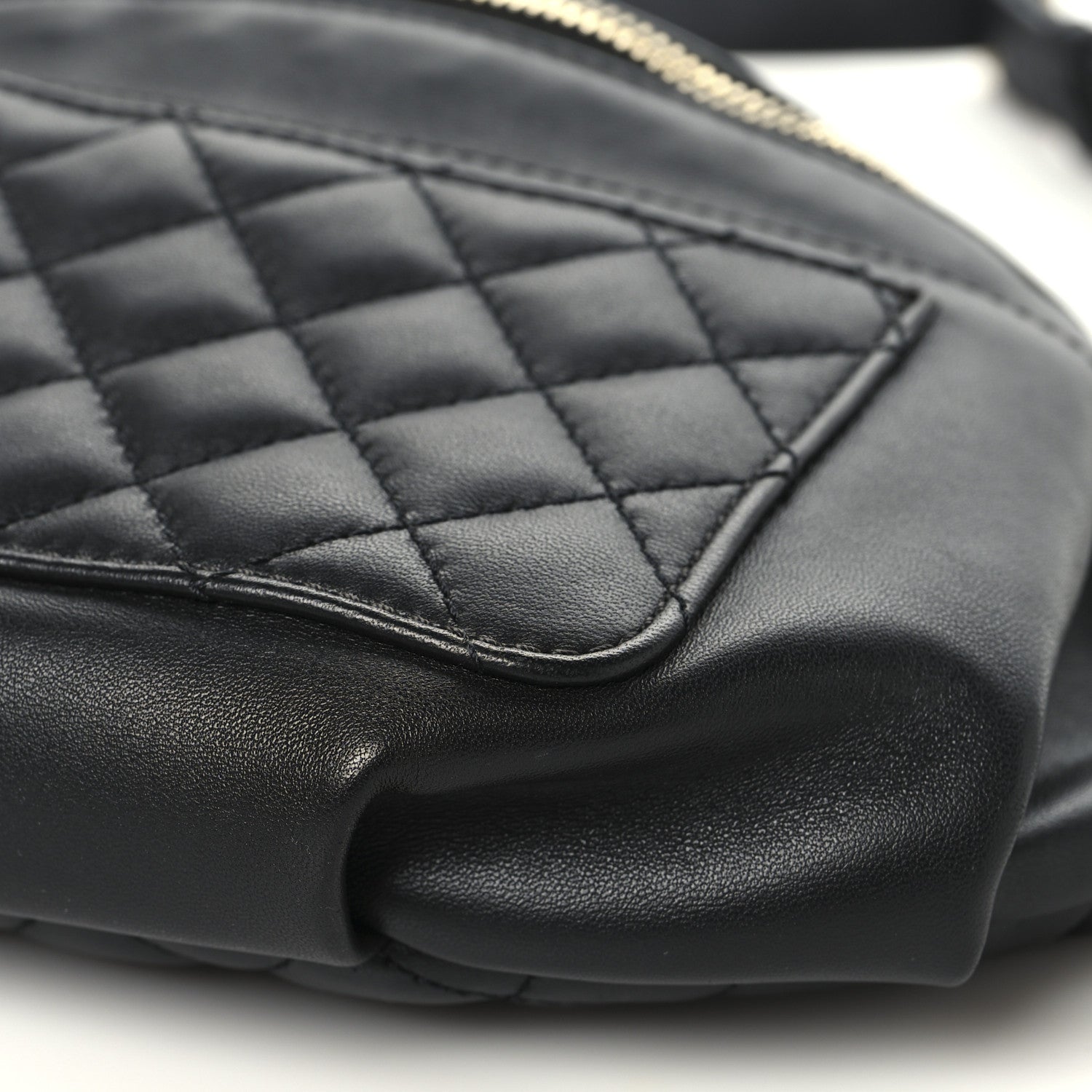 Lambskin Quilted Waist Bag Fanny Pack Black