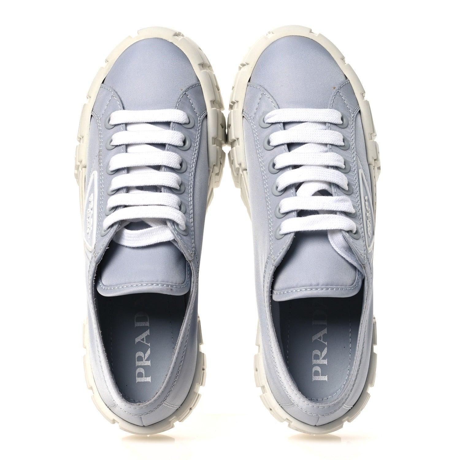 Re-Nylon Gabardine Triangle Logo Double Wheel 50mm Sneakers 38 Cielo