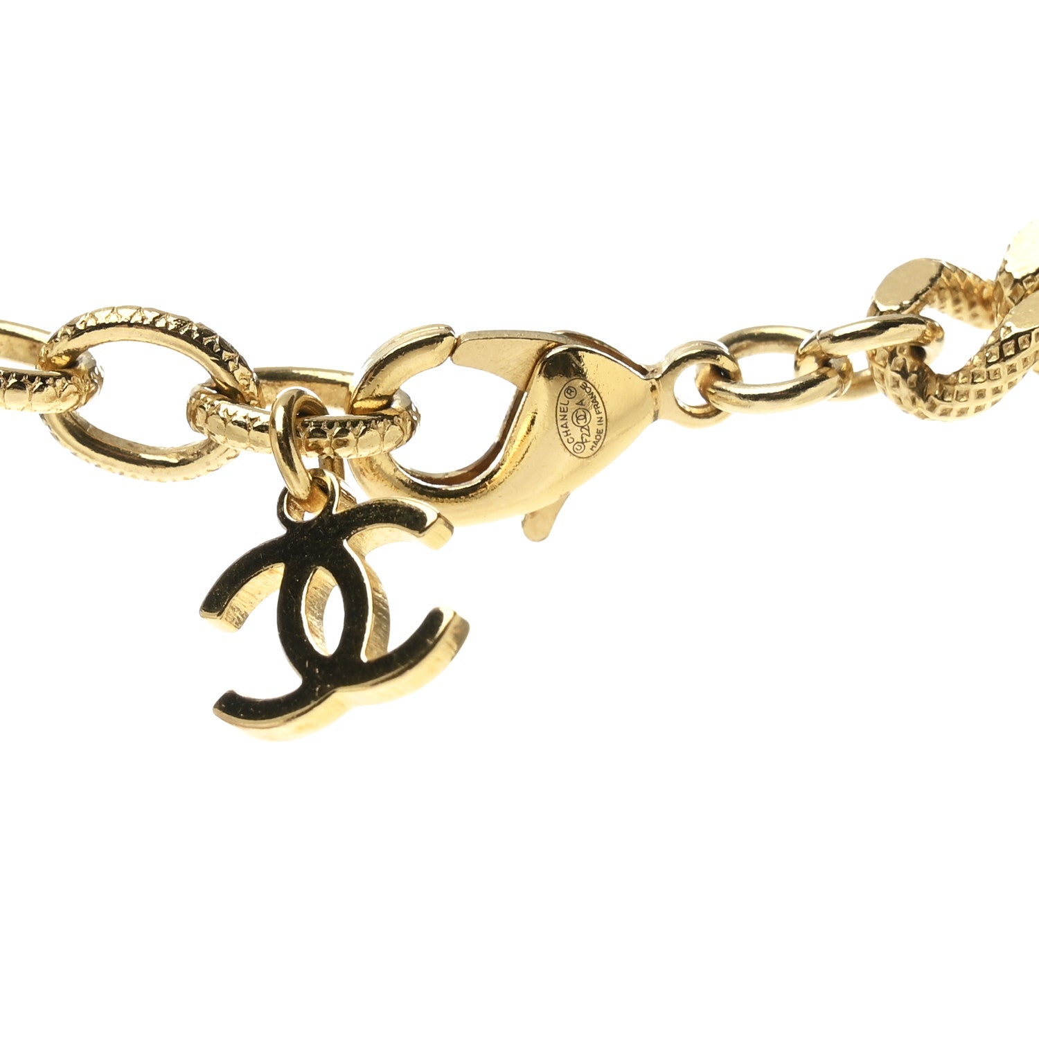 Crystal Chain Link CC Choker Necklace Gold