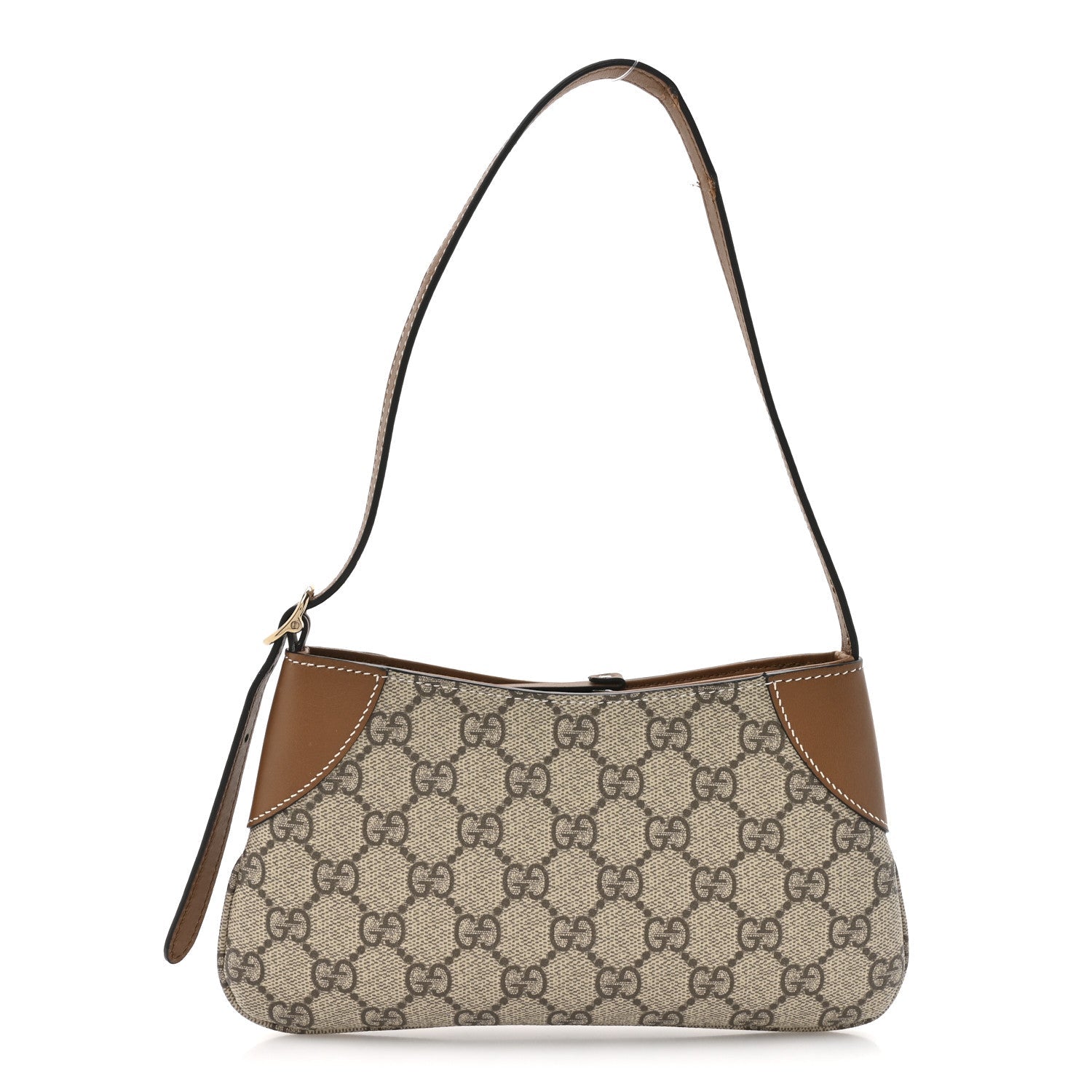 GG Monogram Calfskin Small Emblem Shoulder Bag Beige Dark Brown