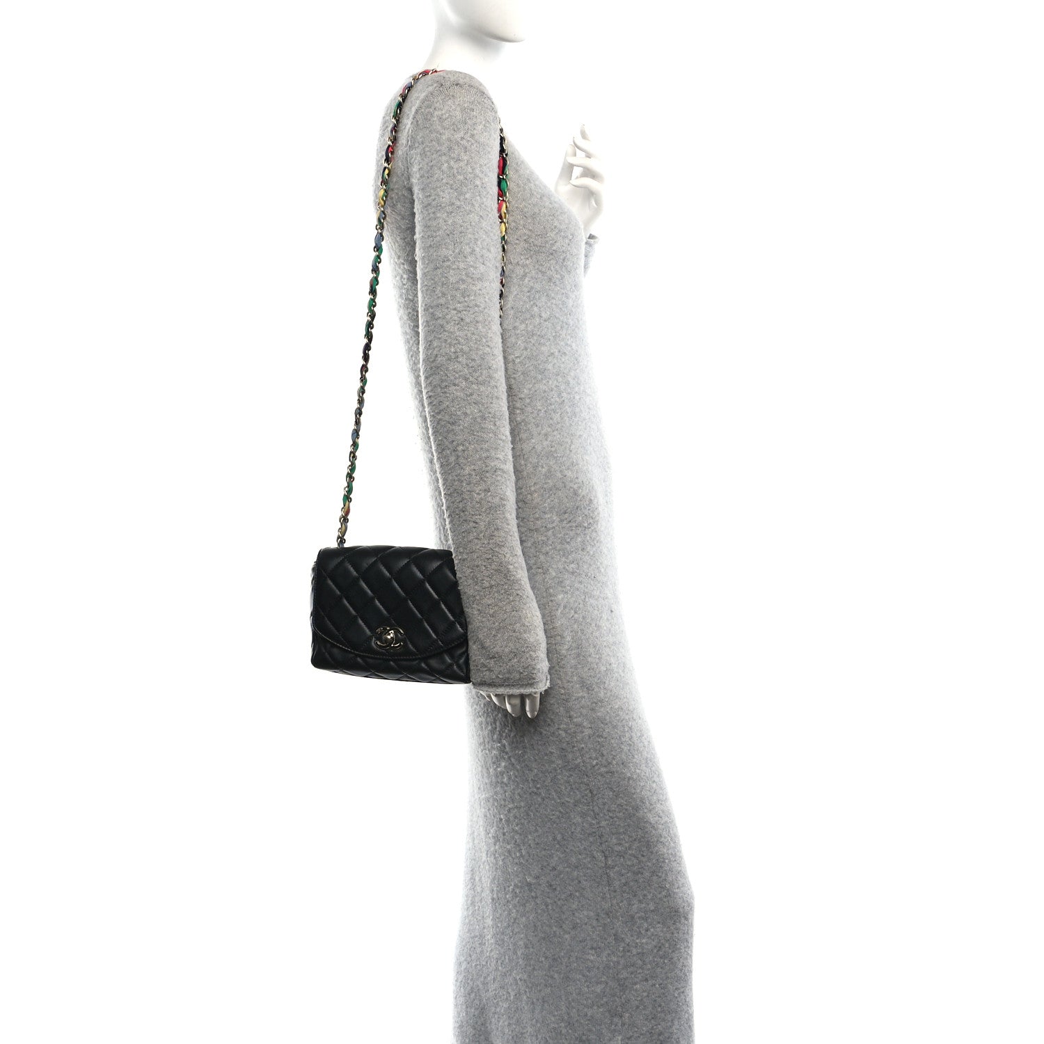 Lambskin Mixed Fibers Quilted Cocovado Flap Black