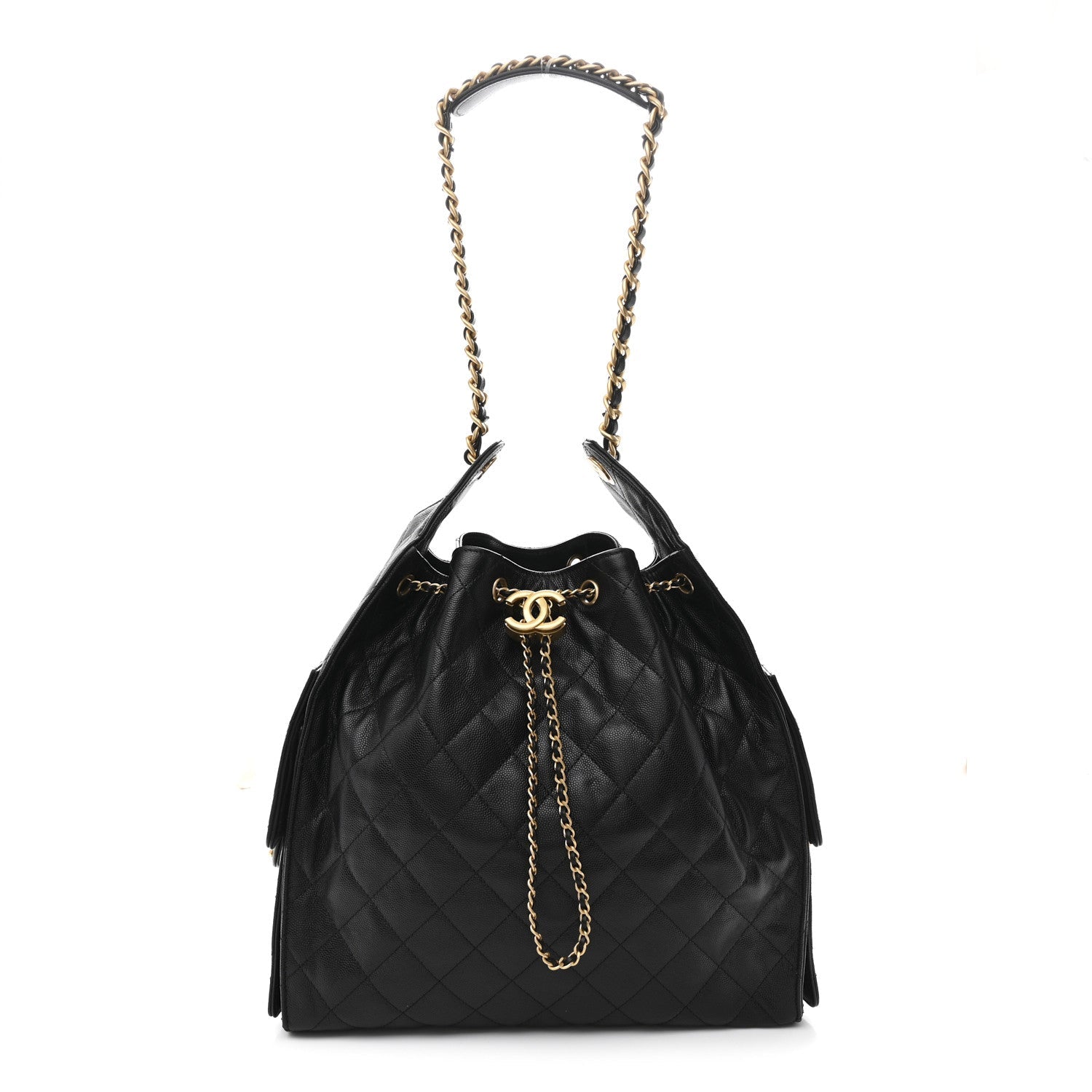 Caviar Quilted Medium Chanel 25 Handbag Black