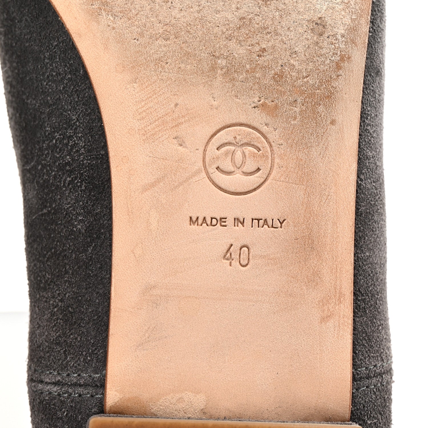 Suede Camellia CC Ballerina Flats 40 Grey
