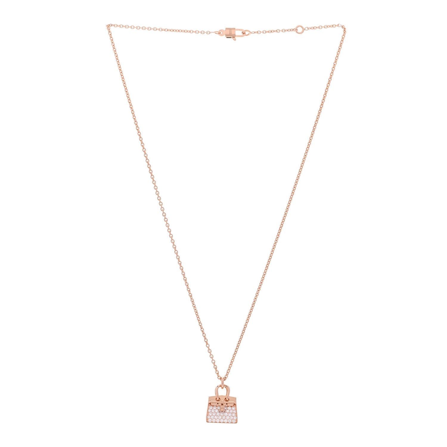 18K Rose Gold Diamond Birkin Amulettes Pendant Necklace