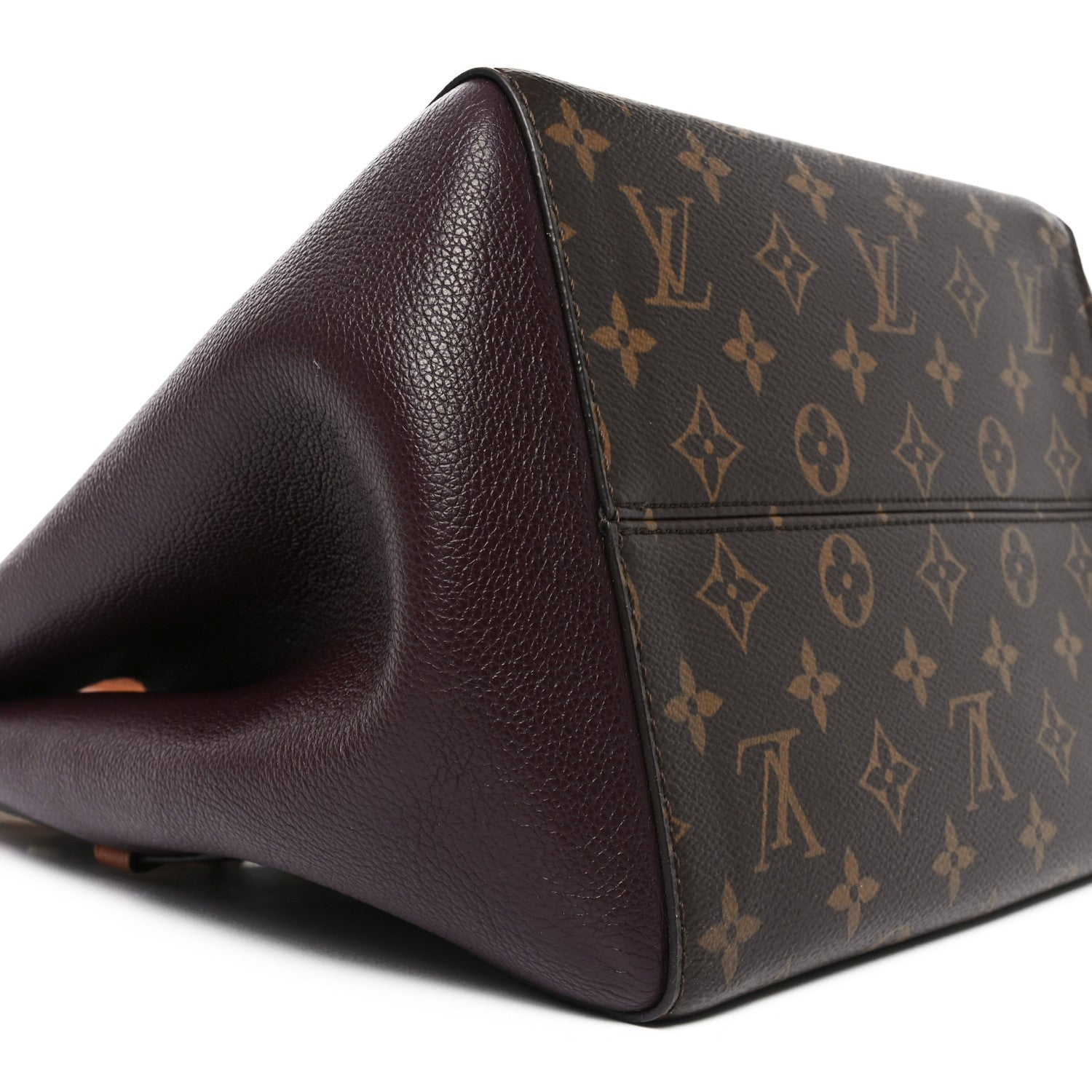 Calfskin Monogram Fold Tote MM Black Wine Cream