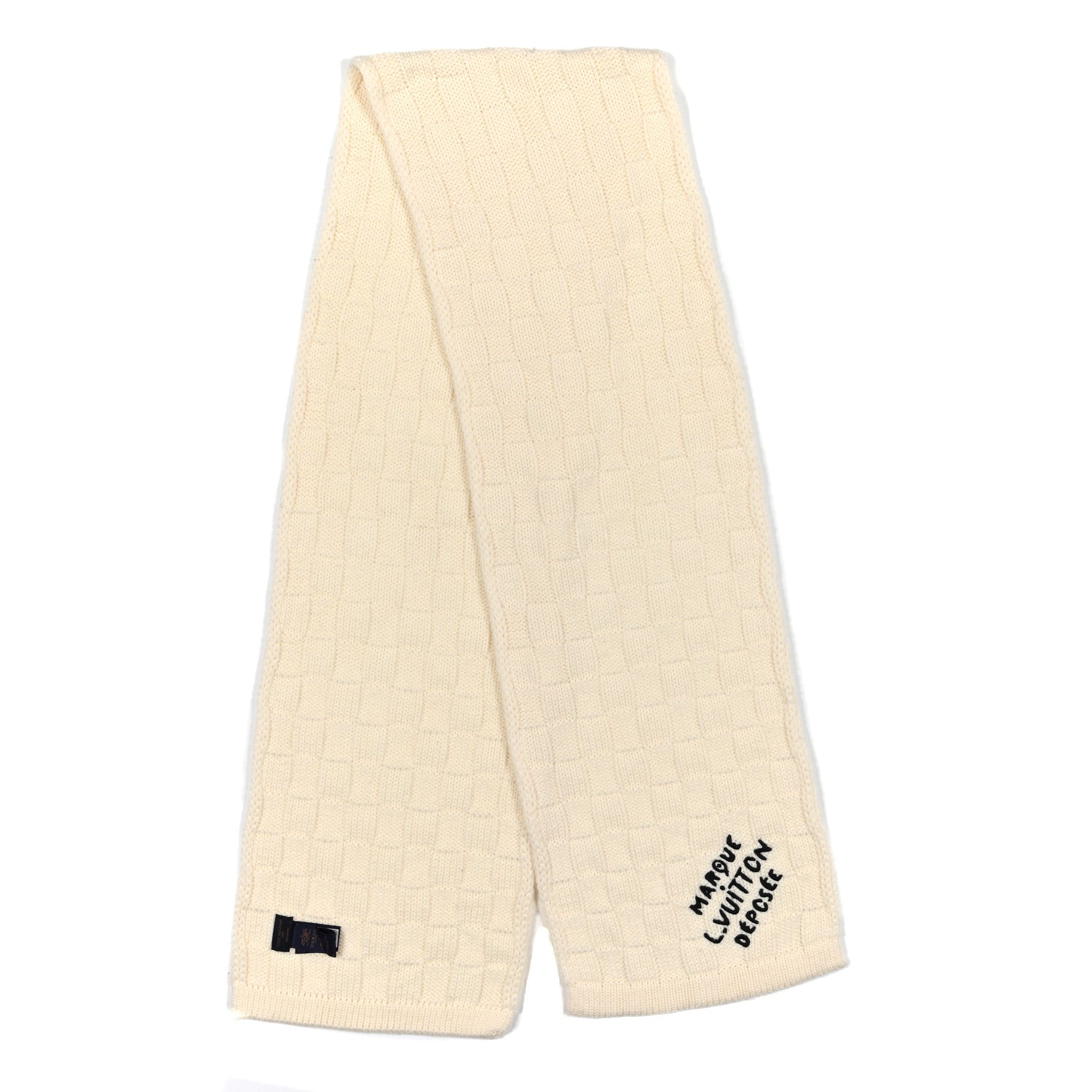 Wool Damier Snug Scarf Cream