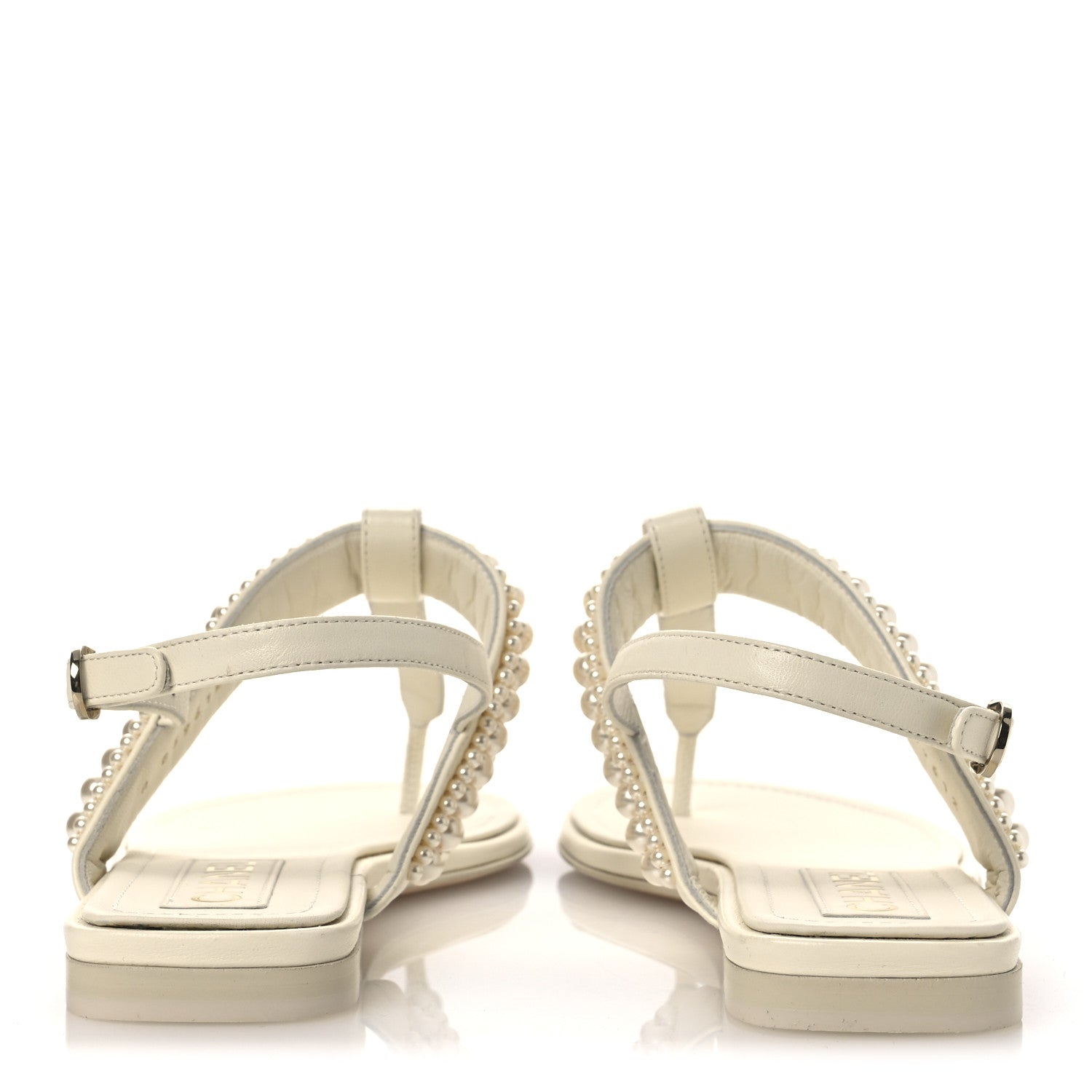 Lambskin Pearl Mini CC Thong Sandals 38 White