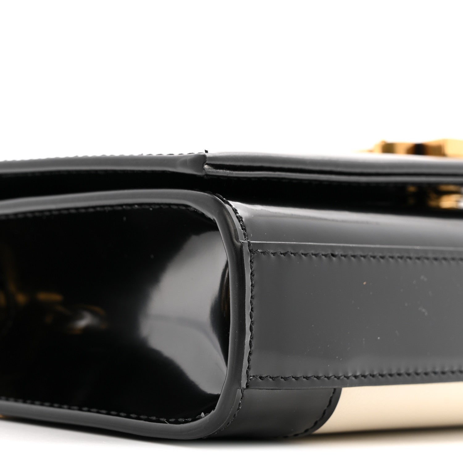 Nappa Patent Calfskin Two-Toned Small Monogram Kate Satchel Alabastro Black