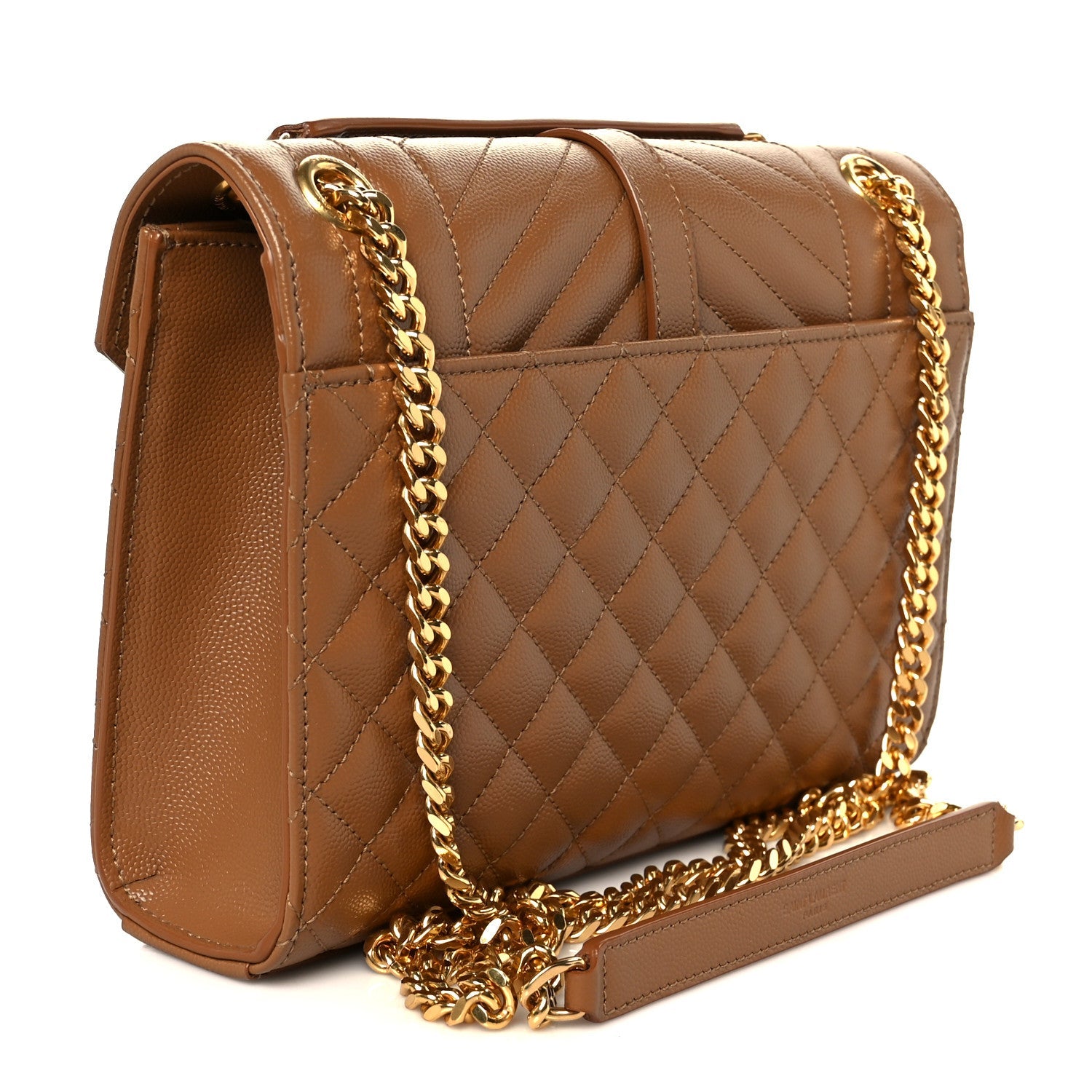 Grain De Poudre Textured Mixed Matelasse Triquilt Medium Monogram Satchel Dark Natural