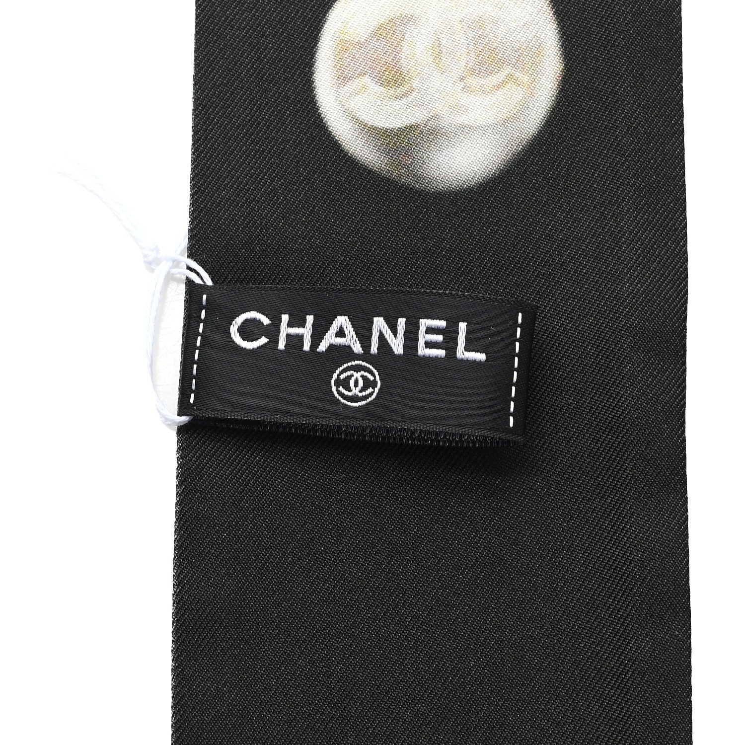Silk Pearl CC Slim Bandeau Scarf Dark Gray Ecru Anthracite