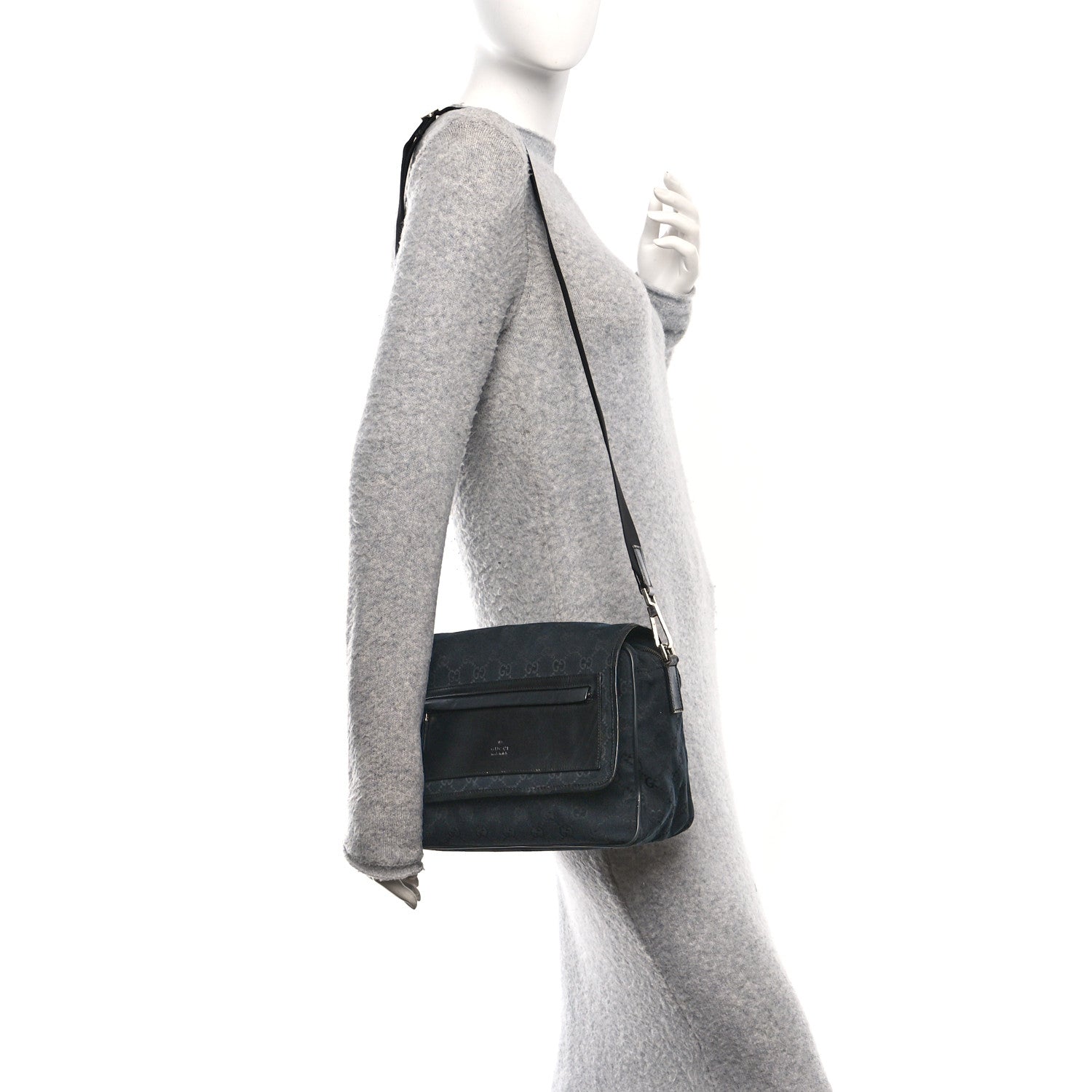 Monogram Flap Pocket Messenger Bag Black