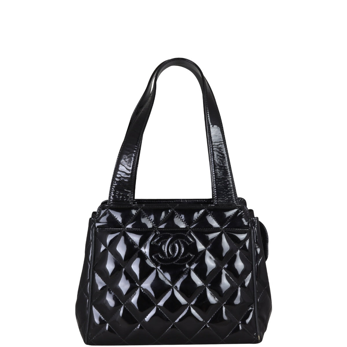 Chanel Vintage CC Quilted Patent Mini Tote