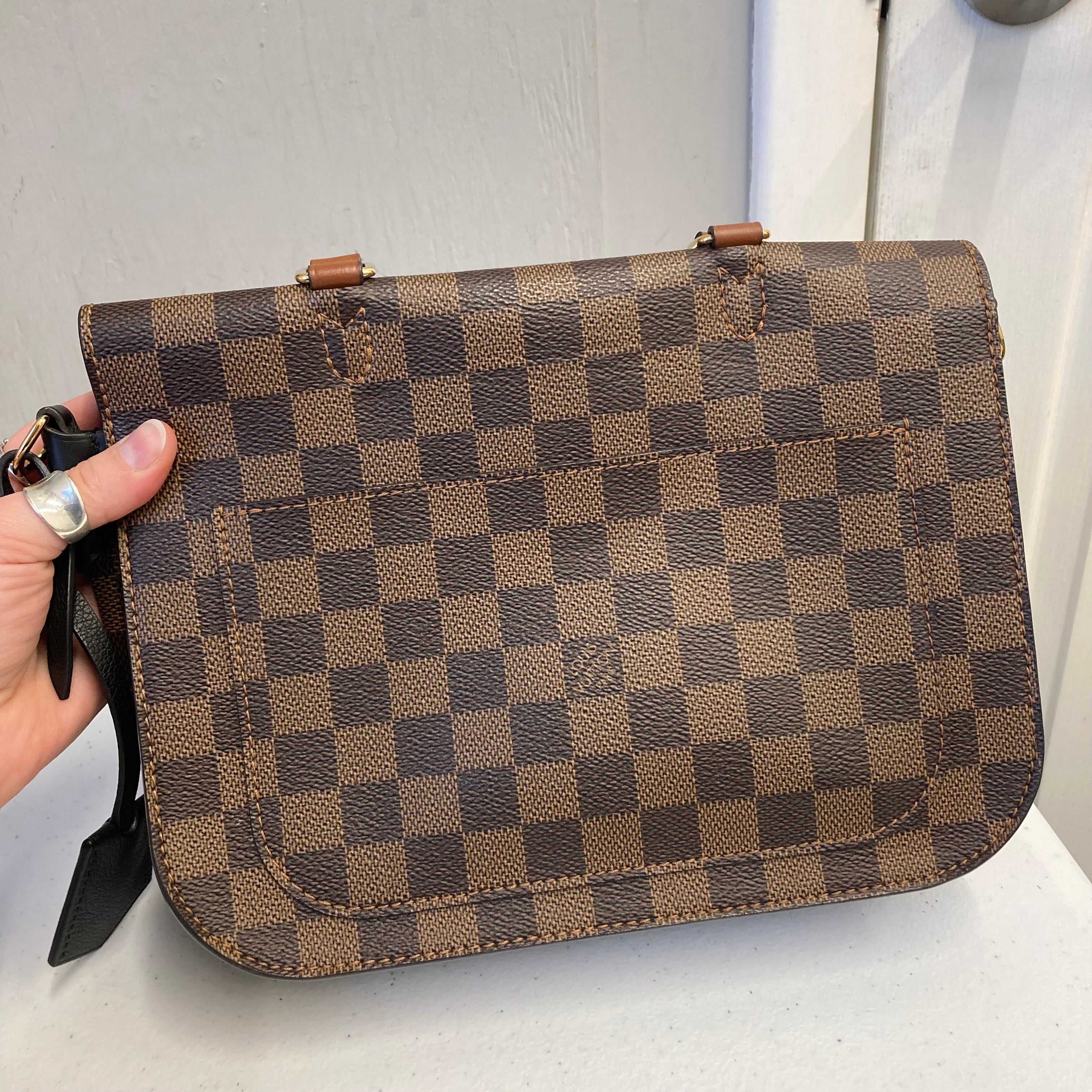 Handbag Luxury Designer By Louis Vuitton In Brown & Tan, Size:Small