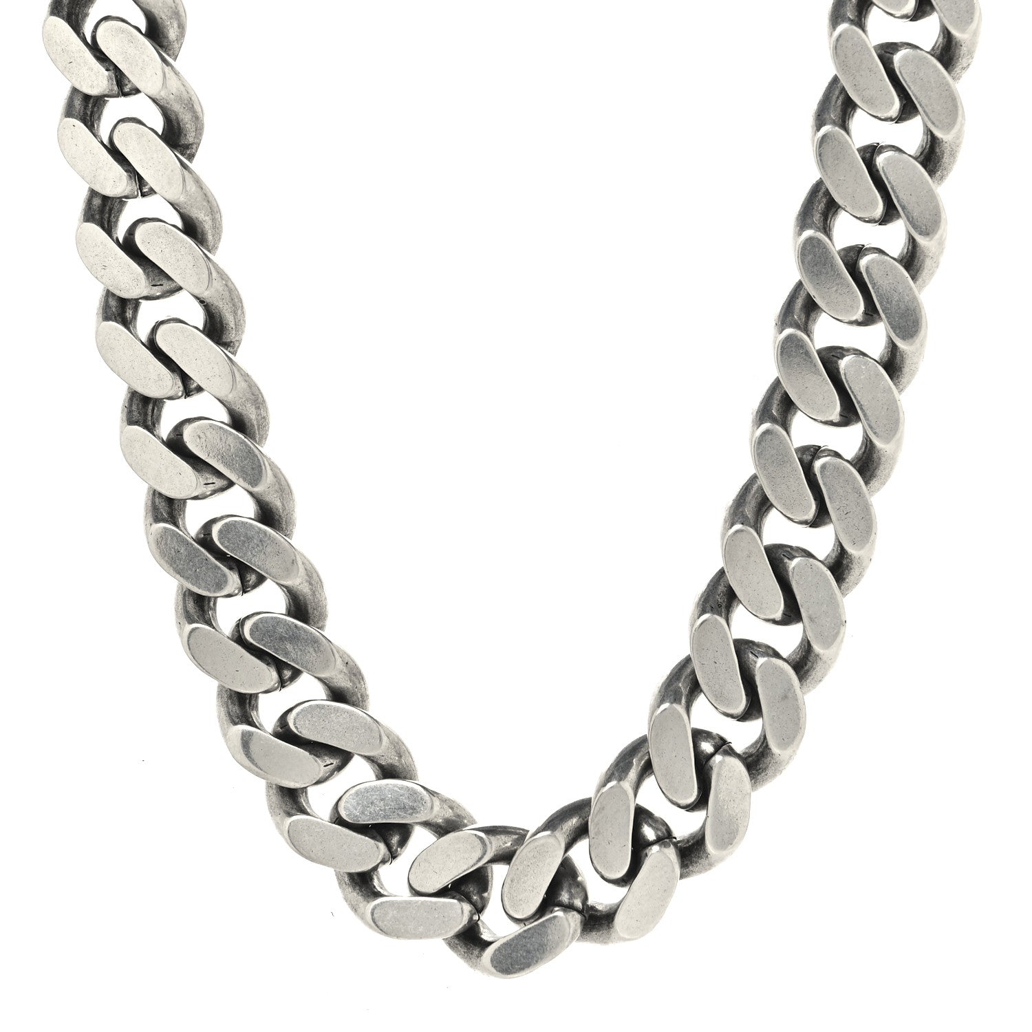 Metal Curb Chain Necklace Oxidized Silver