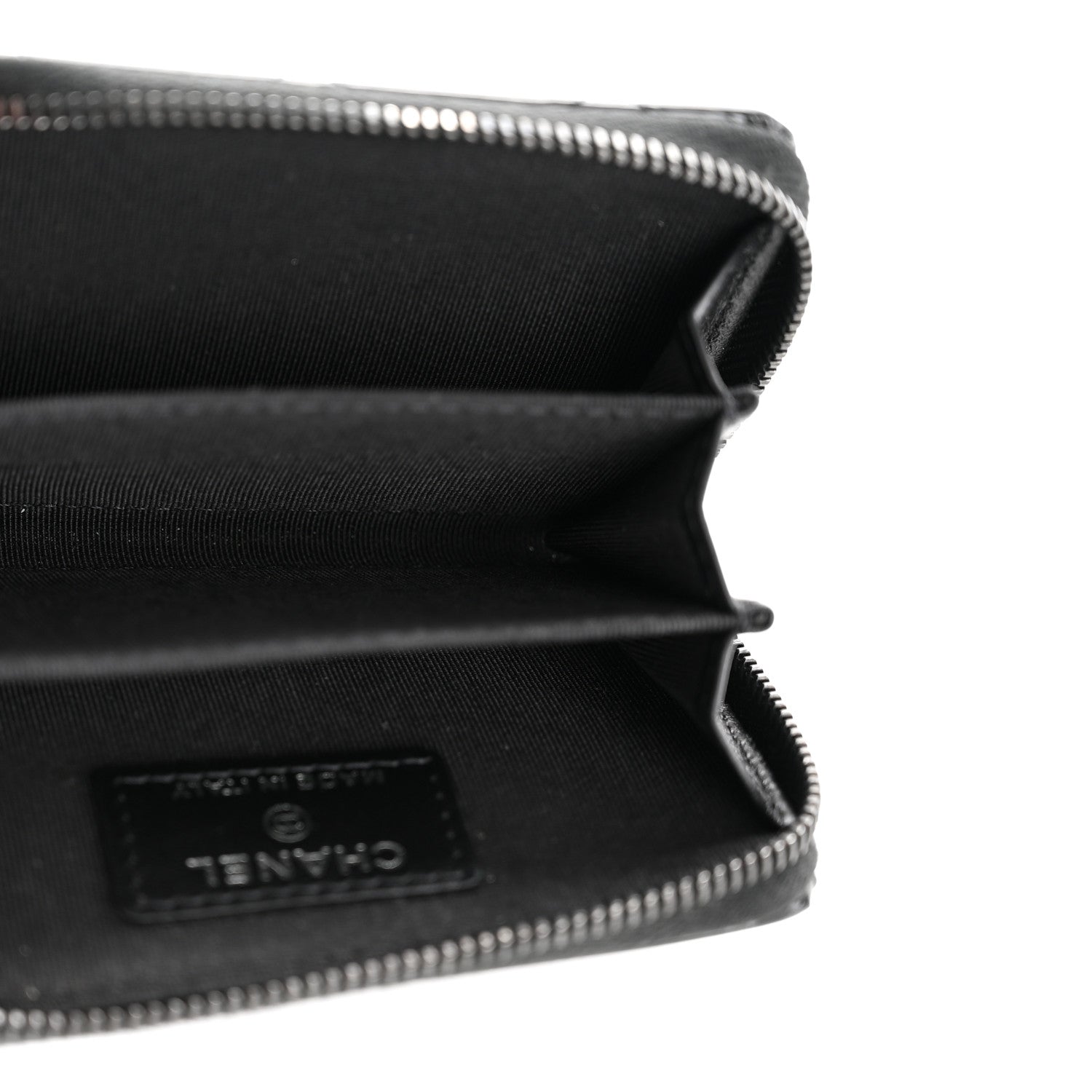 Patent Calfskin Quilted Zip Coin Purse Wallet So Black