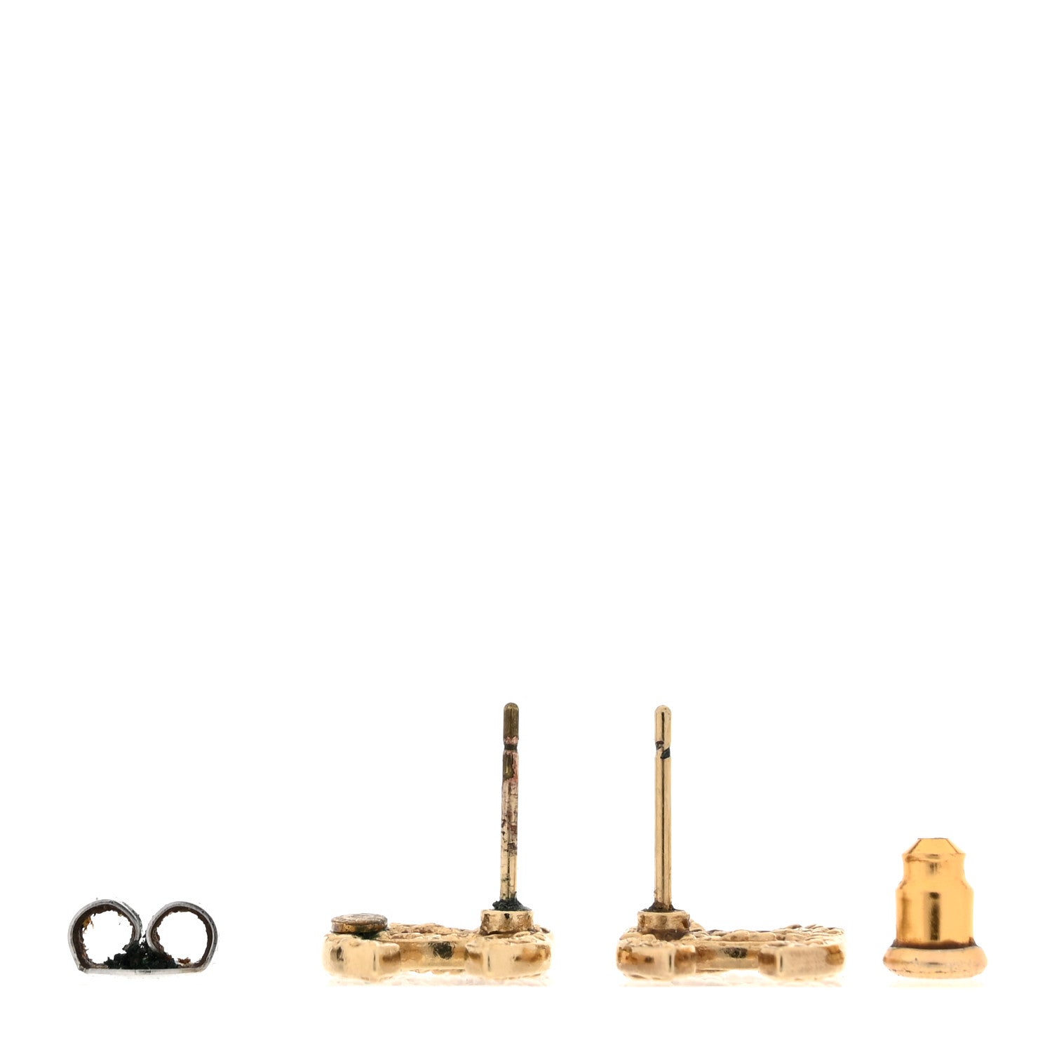 Metal Textured CC Earrings Gold