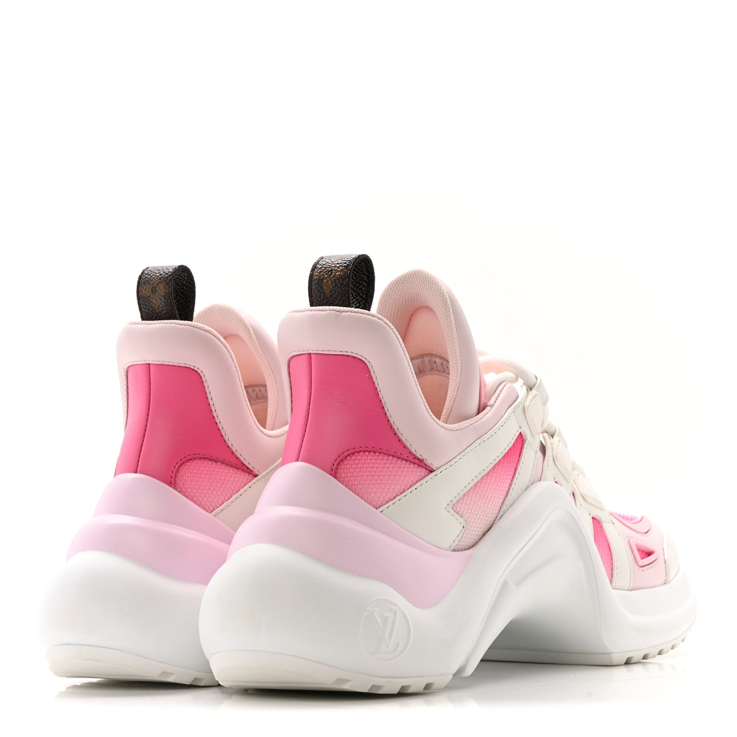 Calfskin Technical Nylon LV Archlight Sneakers 37 White Pink