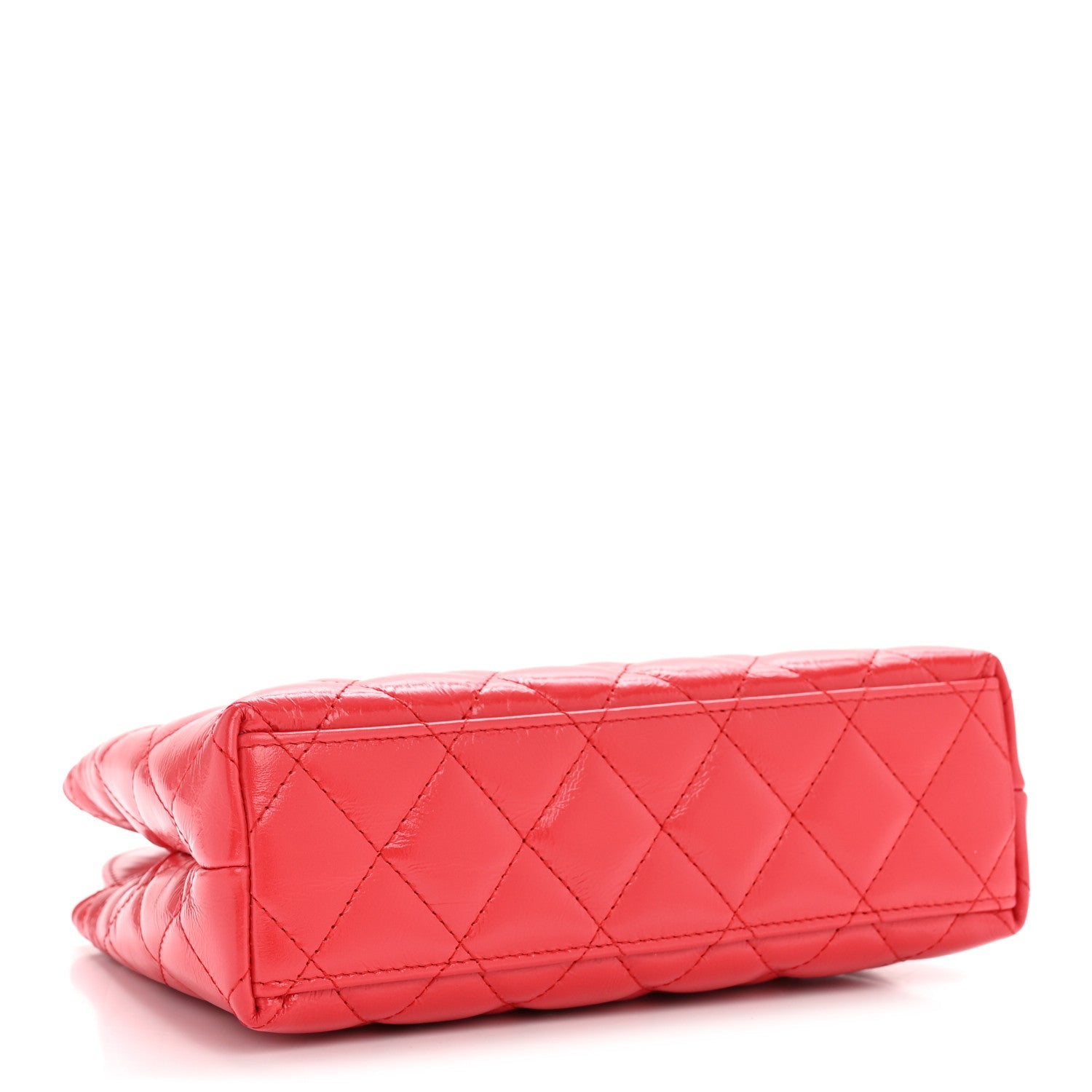 Shiny Aged Calfskin Quilted Nano Kelly Shopper Red