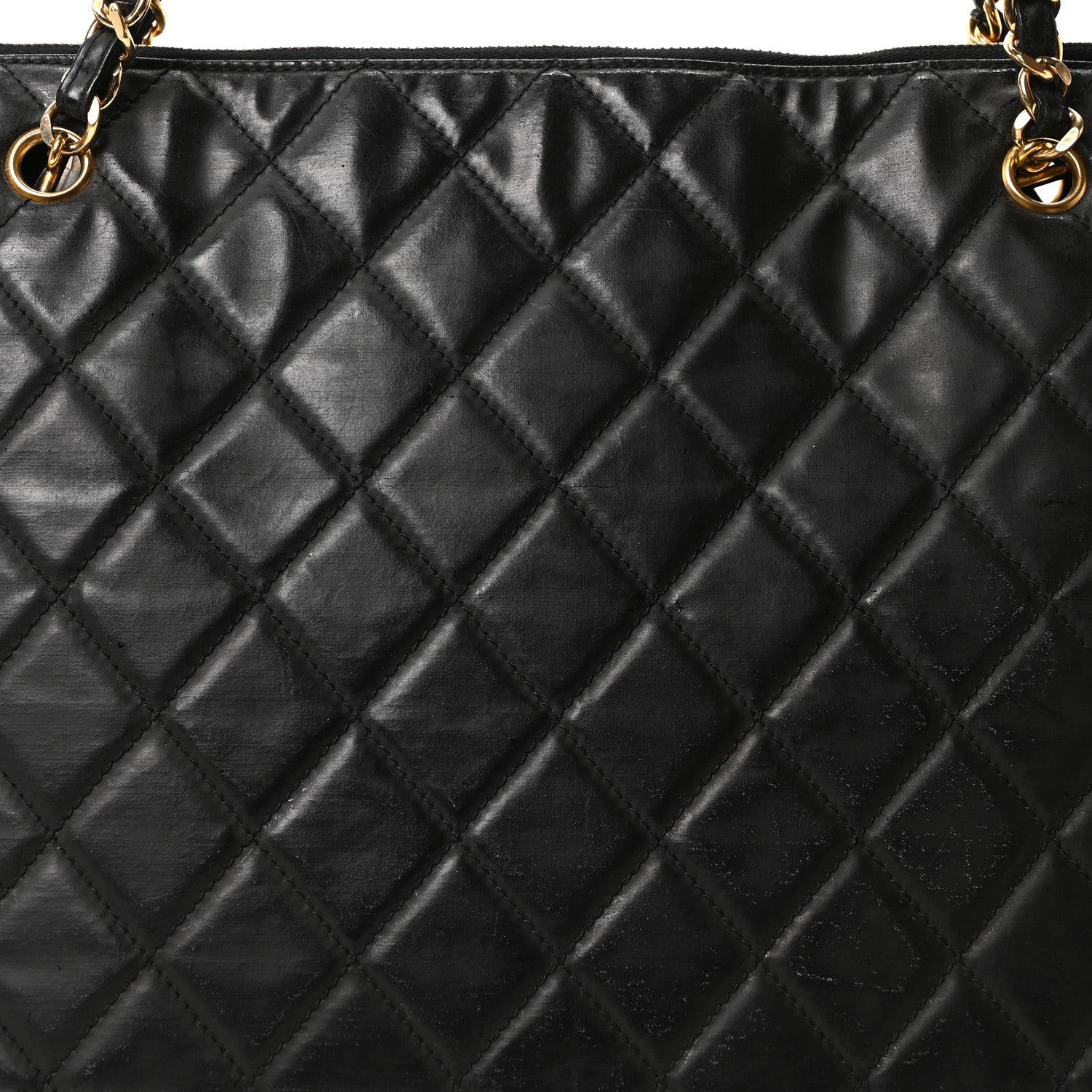 Vinyl Quilted Shoulder Bag Black