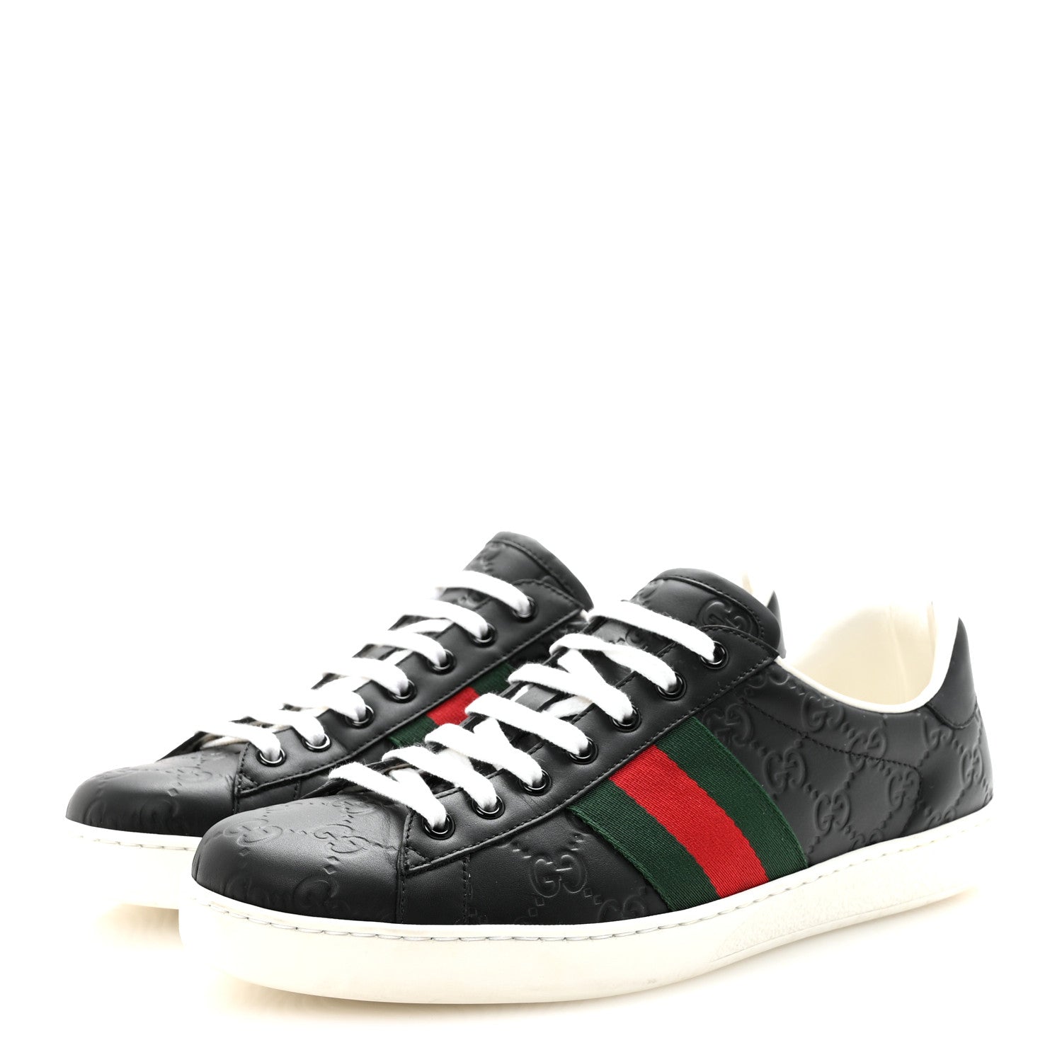 Guccissima Signature Web Mens Ace Sneakers 8.5 Black