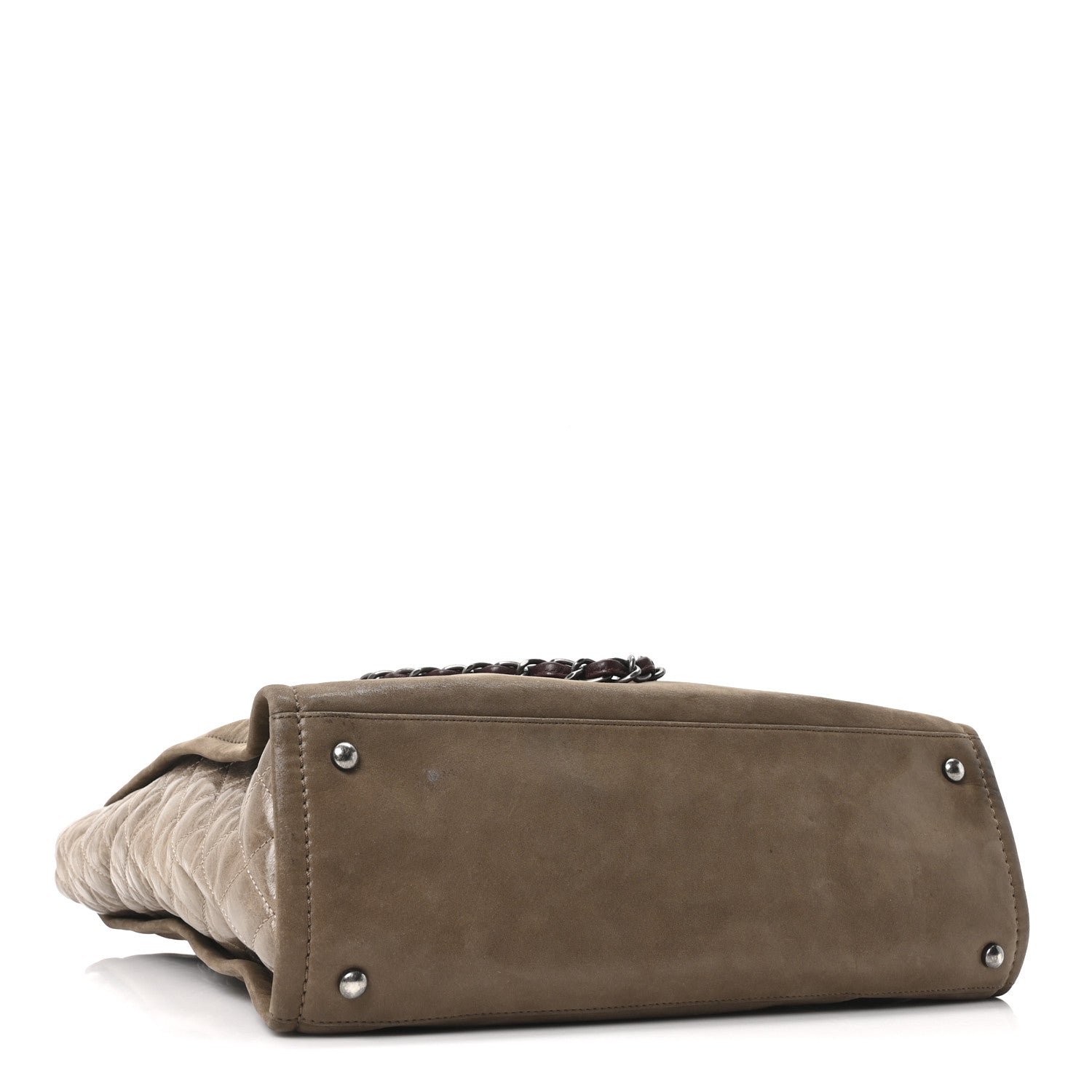 Iridescent Calfskin In The Mix Tall Tote Khaki