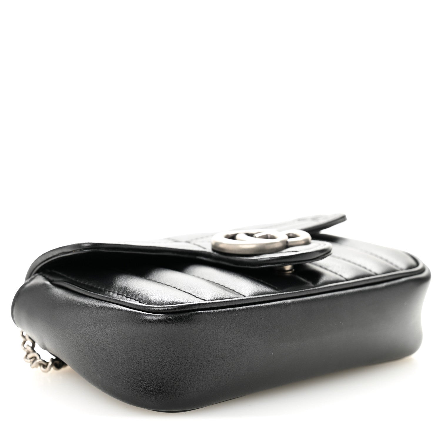 Calfskin Matelasse Aria Super Mini GG Marmont Shoulder Bag Black