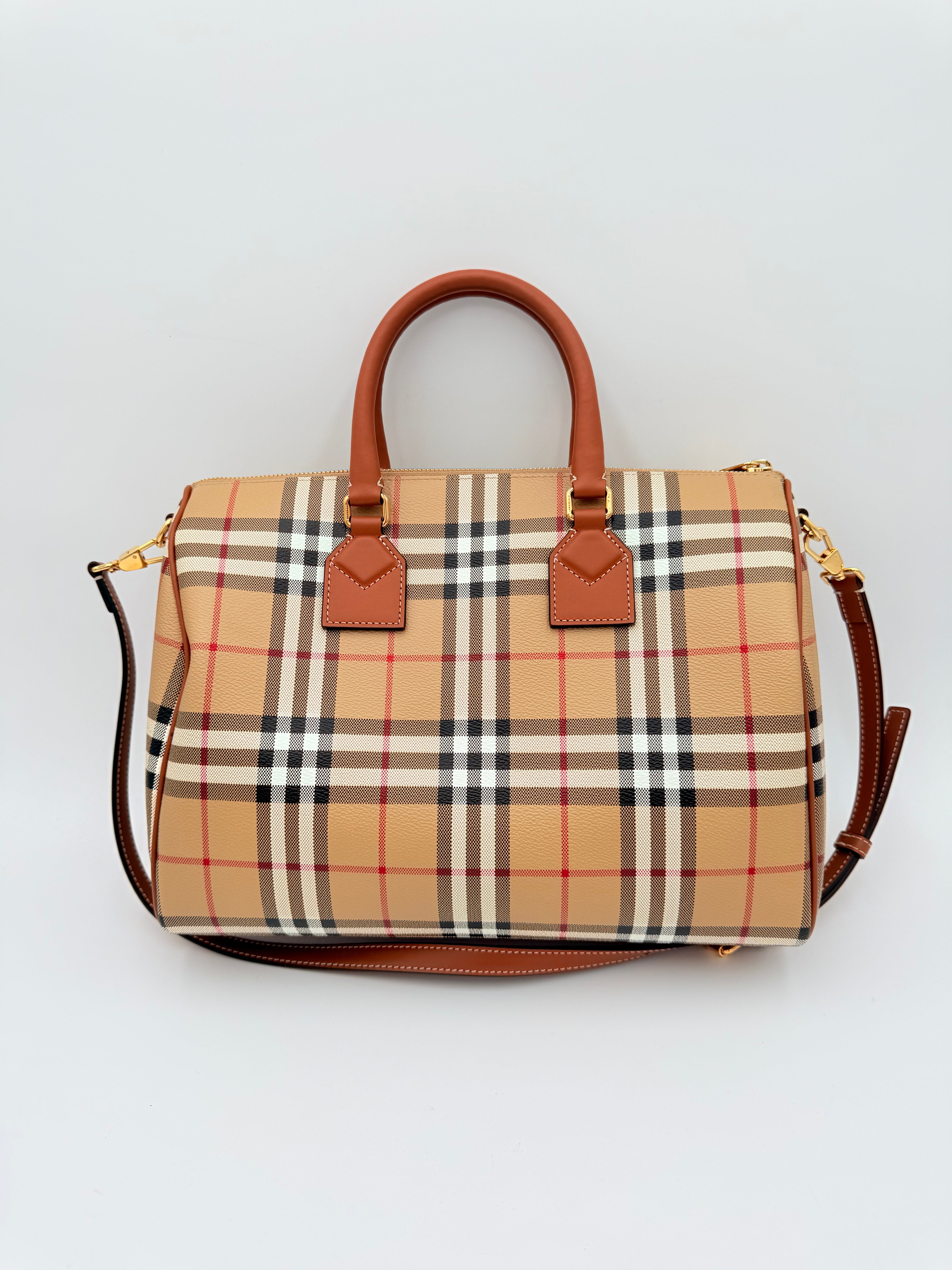 Handbag Luxury Designer By Burberry In Tan, Size:Medium