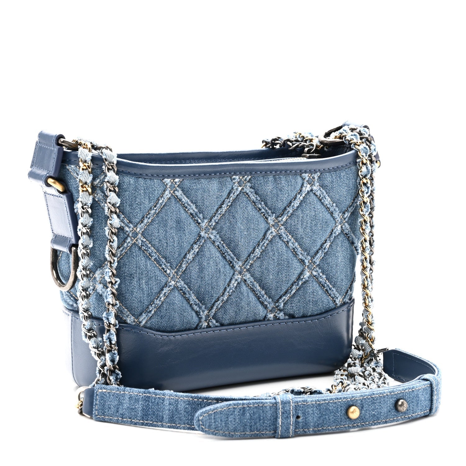 Denim Calfskin Small Gabrielle Hobo Blue