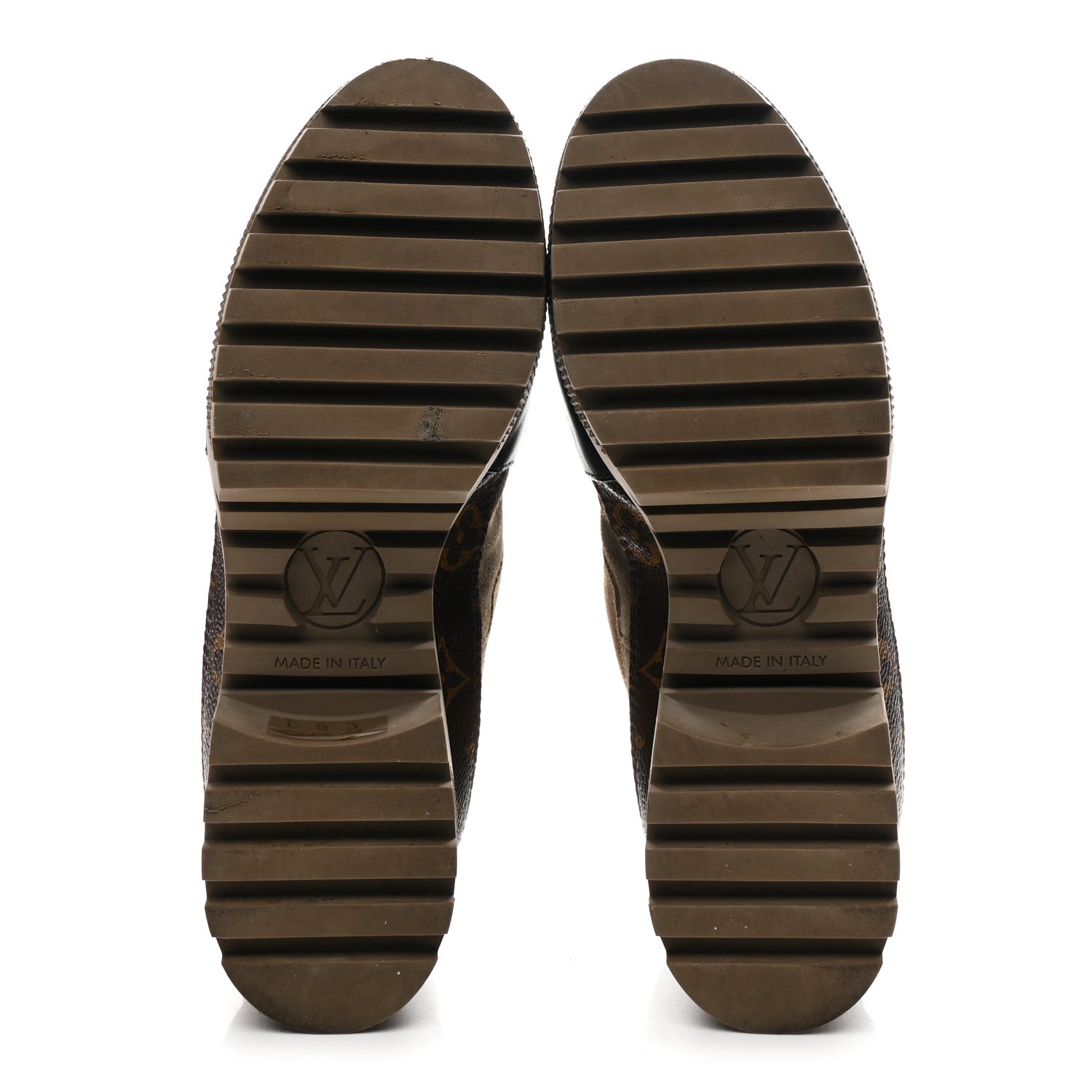 Suede Calfskin Monogram Laureate Platform Desert Boots 36 Taupe