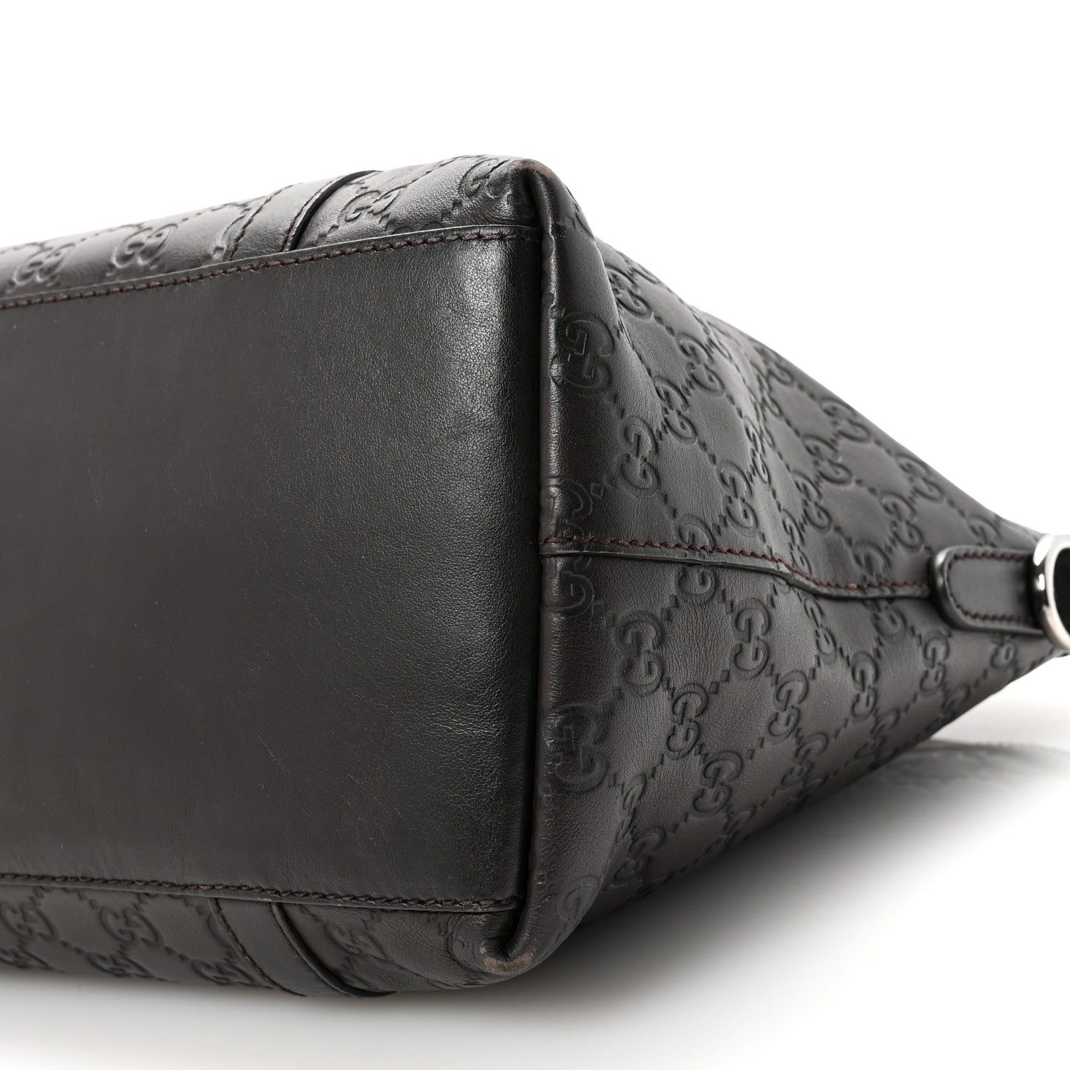 Guccissima Medium GG Charm Dome Satchel Dark Brown