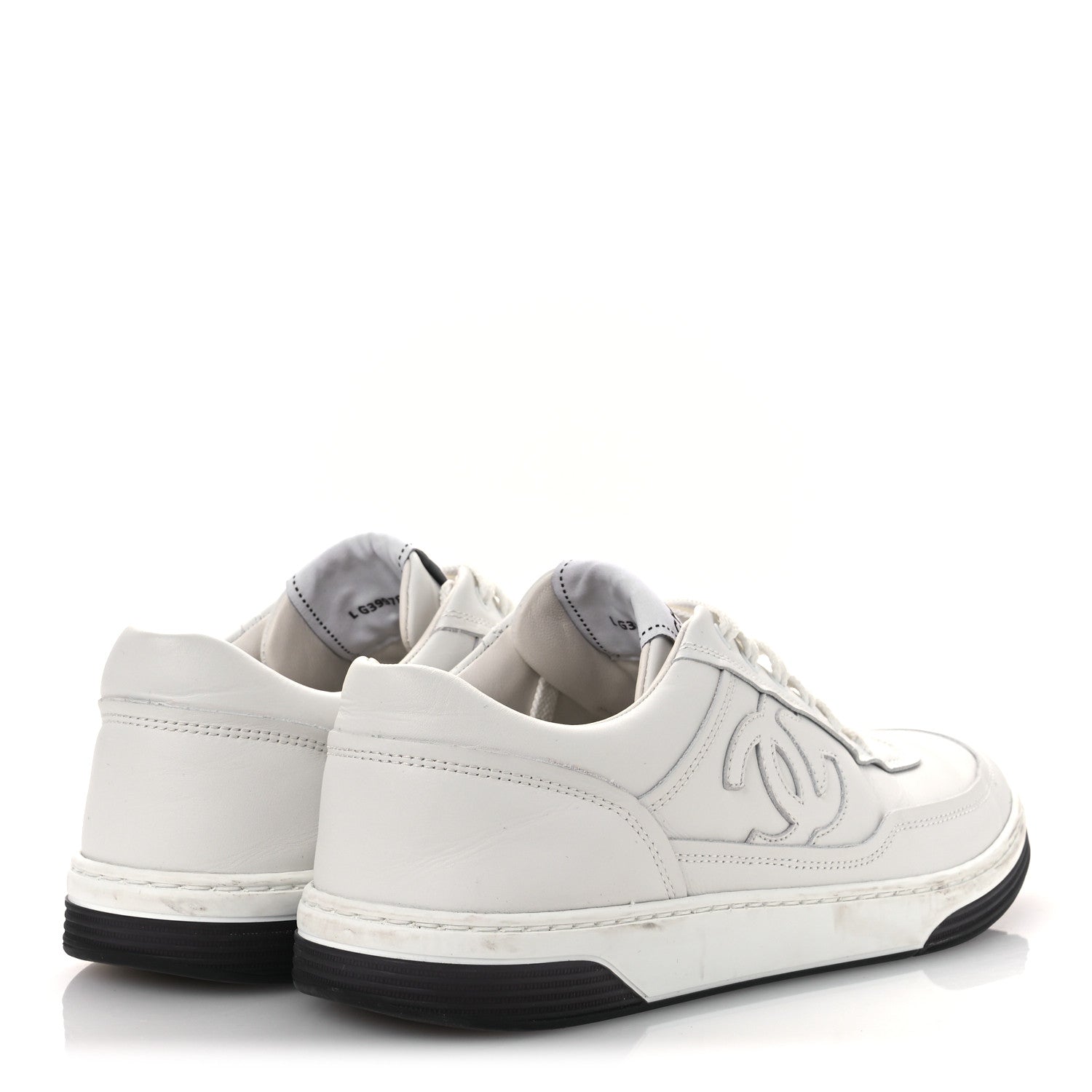 Calfskin CC Womens Sneakers 38 White Black