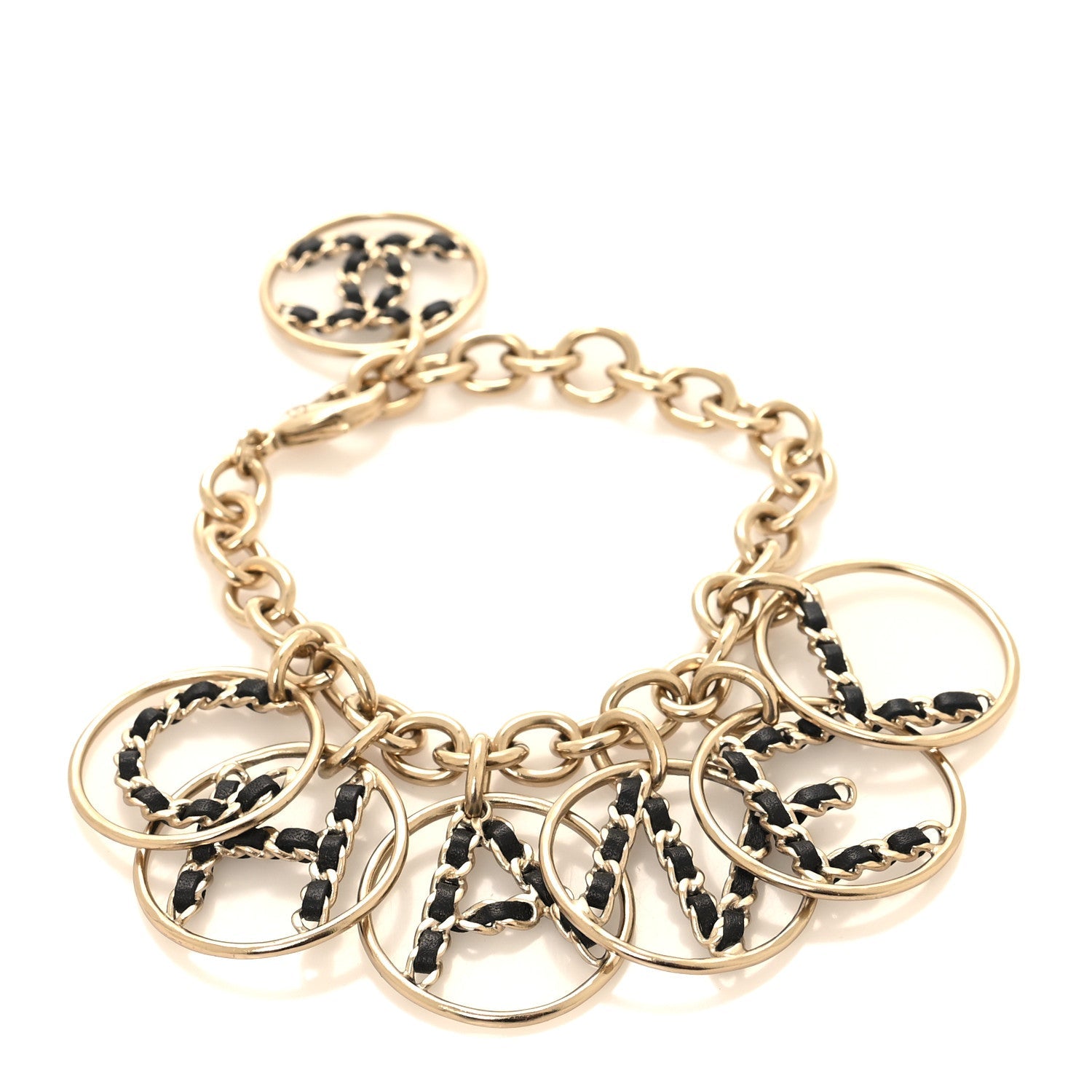 Lambskin Chain CC Logo Bracelet Gold Black