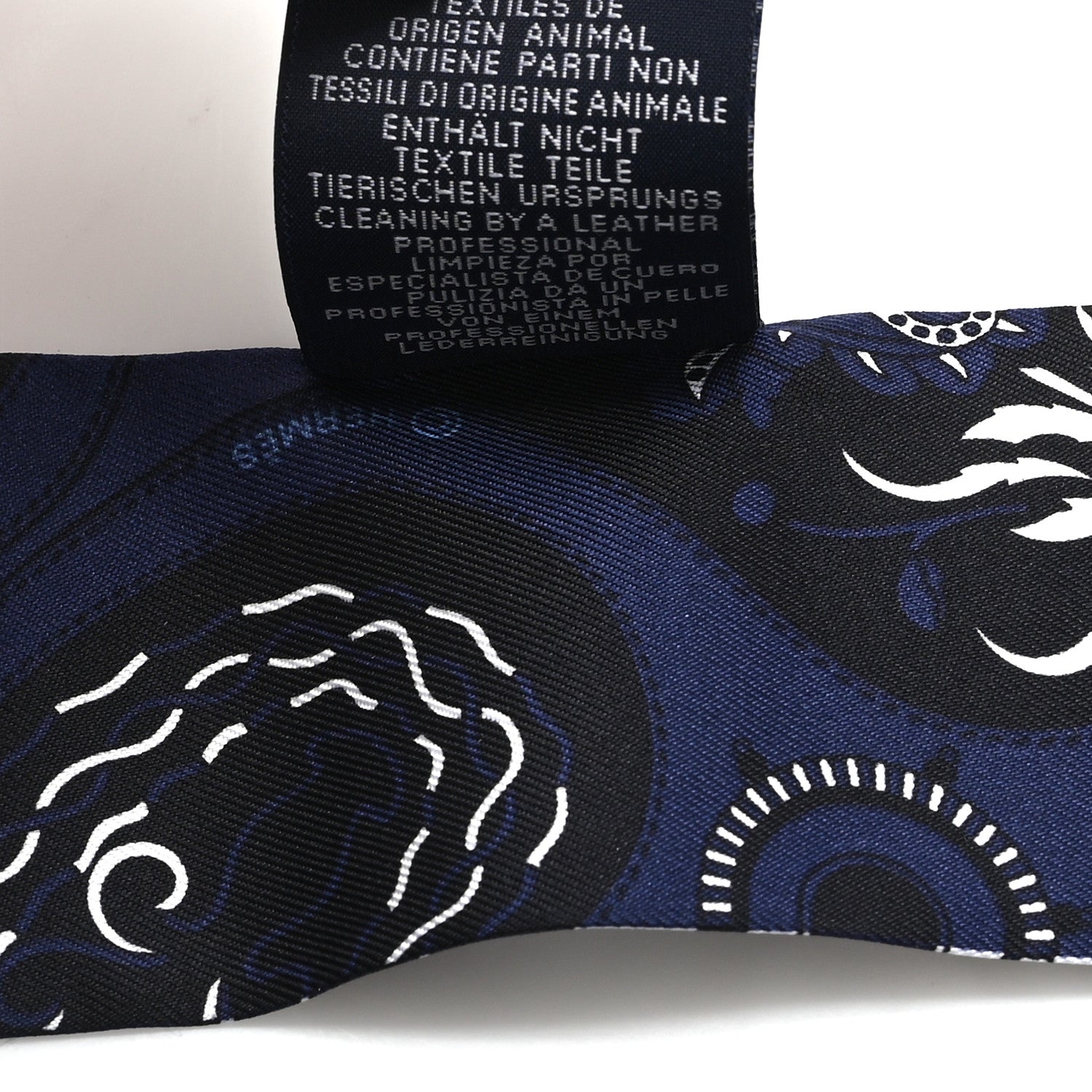 Silk Festival Des Amazones Bandana Fringed Twilly Bleu Black